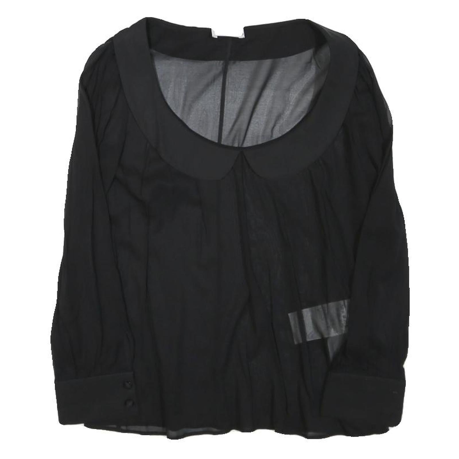 RED VALENTINO Womens Black Blouse Long Sleeve Collar Round Neck Plain S Elegant Refurbished - N/A refurbished available on Cerqular