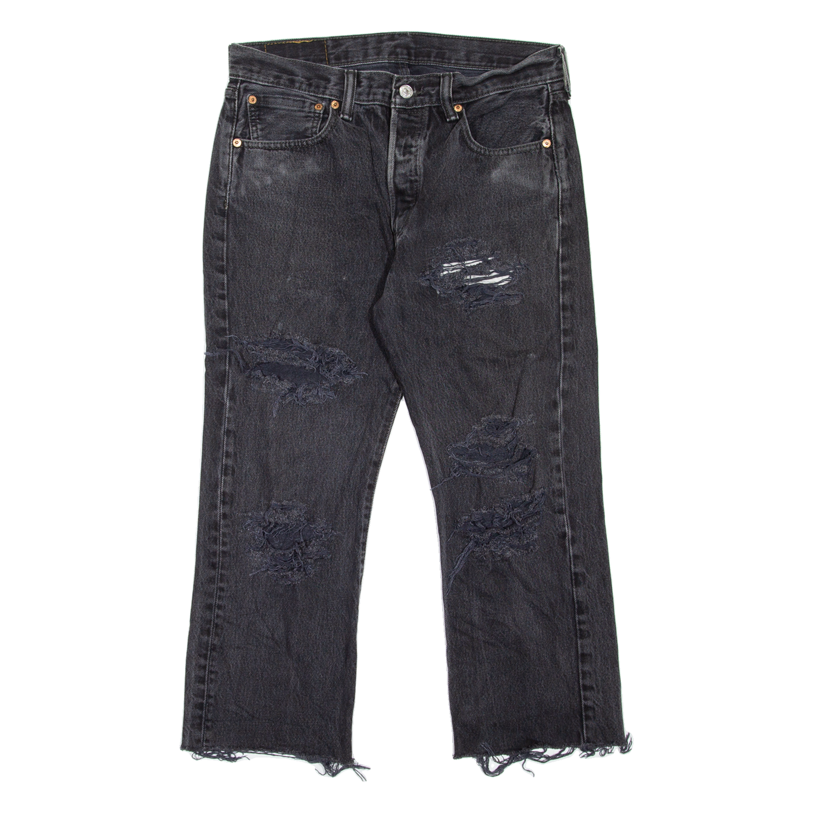 LEVI'S 501 Jeans Distressed Mens Black Regular Straight W32 L23 Refurbished - N/A refurbished available on Cerqular