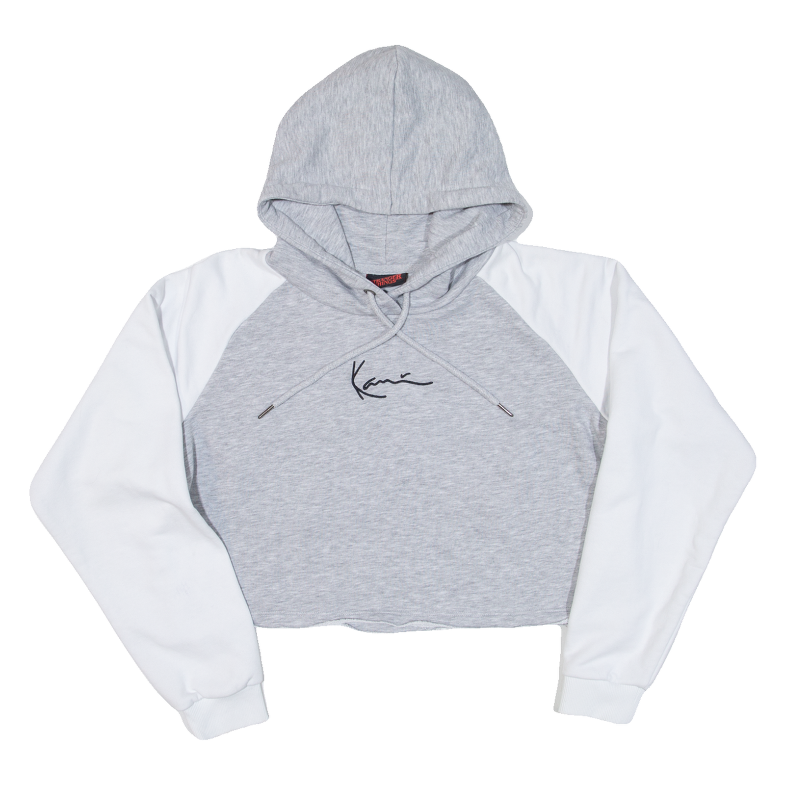 KARL KANI Cropped Stranger Things Womens Grey Hoodie M Refurbished - N/A refurbished available on Cerqular