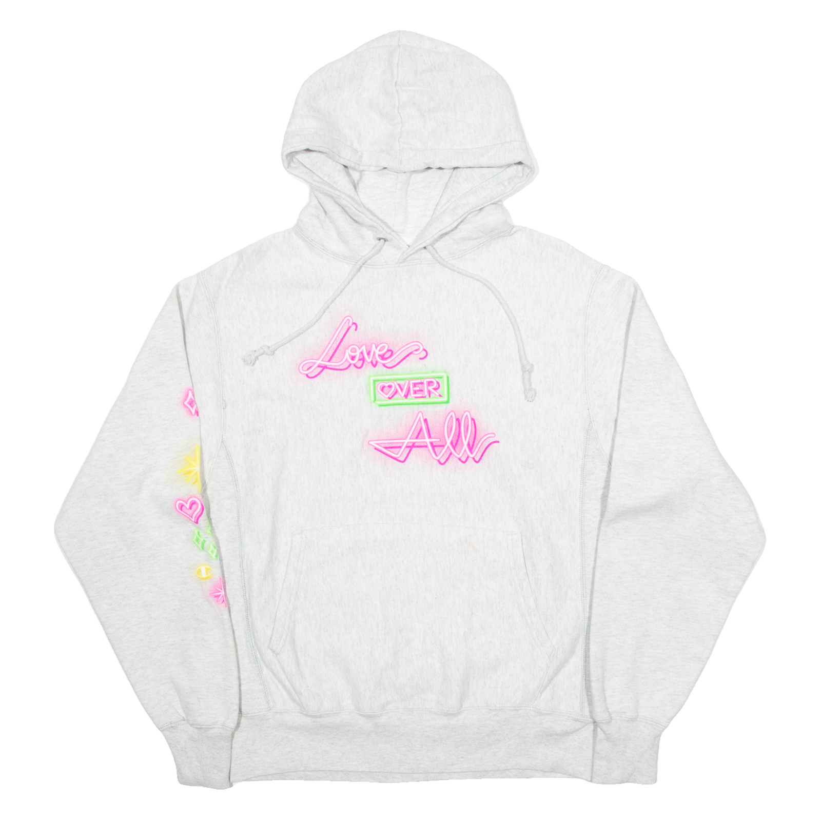 CHAMPION REVERSE WEAVE Love Over All Neon Womens Grey Hoodie M Refurbished - N/A refurbished available on Cerqular