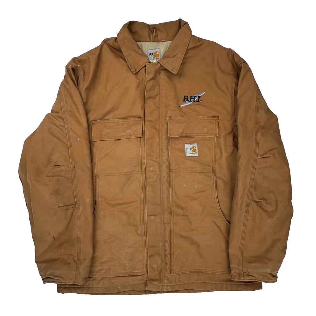 Serving The Western States Carhartt Jacket - XL Brown Cotton Blend Refurbished - Thrifted (note: this is a term often used to describe second- refurbished available on Cerqular