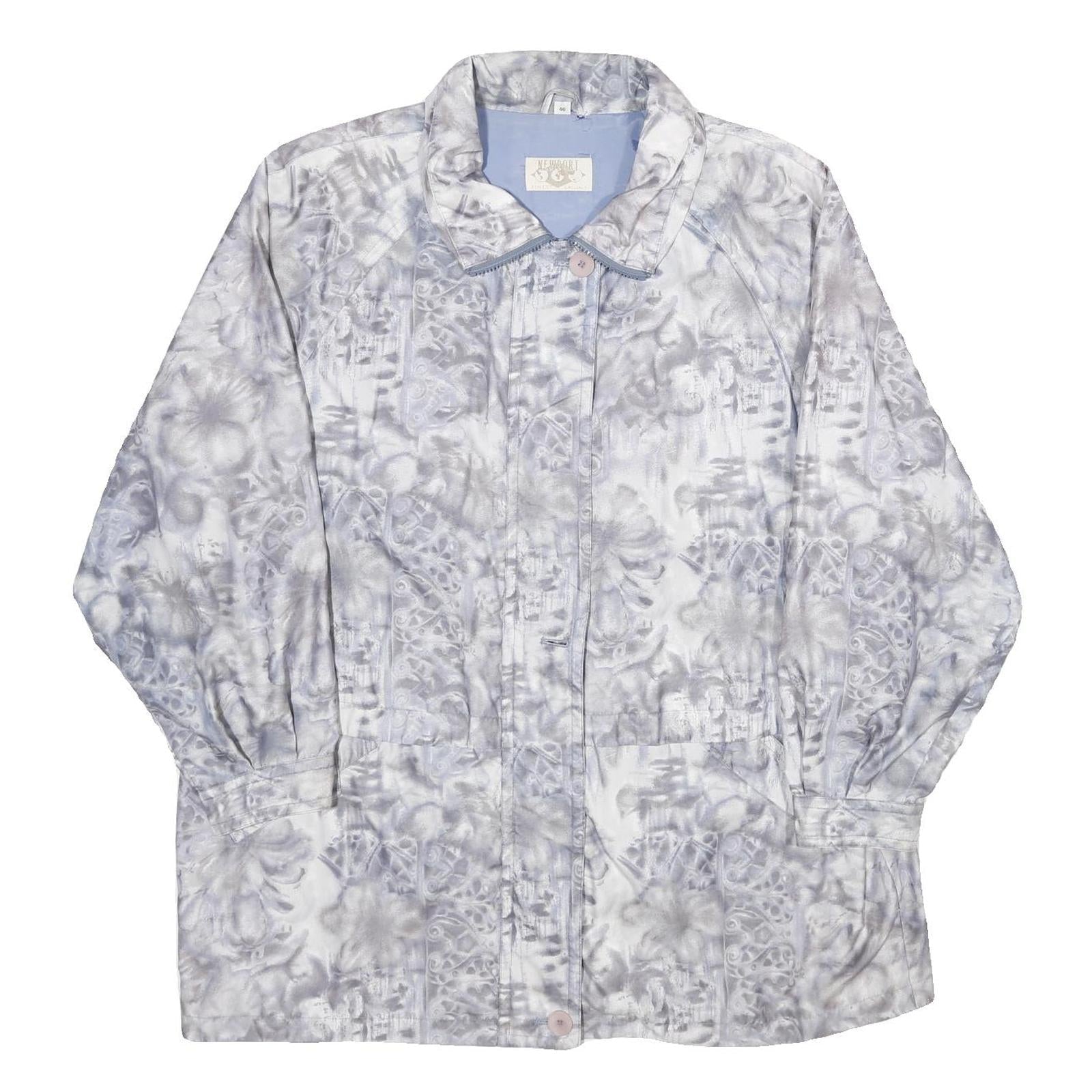 NEWPORT Womens Grey & White Printed Zip Jacket UK 18 Polyester Blend Floral Refurbished - N/A refurbished available on Cerqular