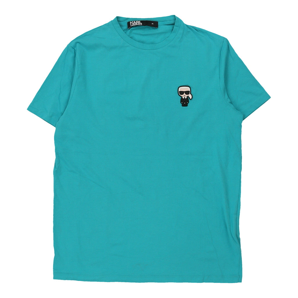 Karl Lagerfeld T-Shirt - Medium Blue Cotton Refurbished - Thrifted (note: this is a term often used to describe second- refurbished available on Cerqular