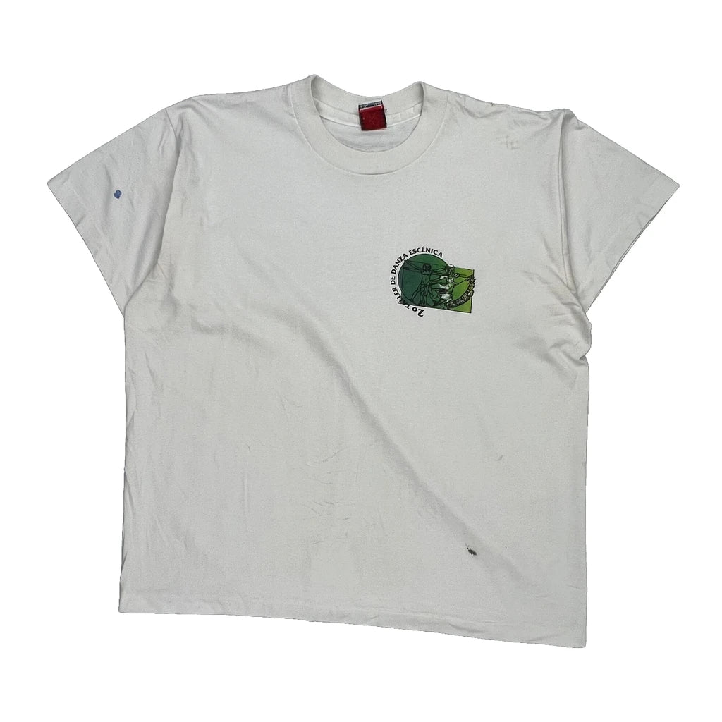 To Back Single Stitch T-Shirt - XL White Cotton Blend Refurbished - Thrifted (note: this is a term often used to describe second- refurbished available on Cerqular