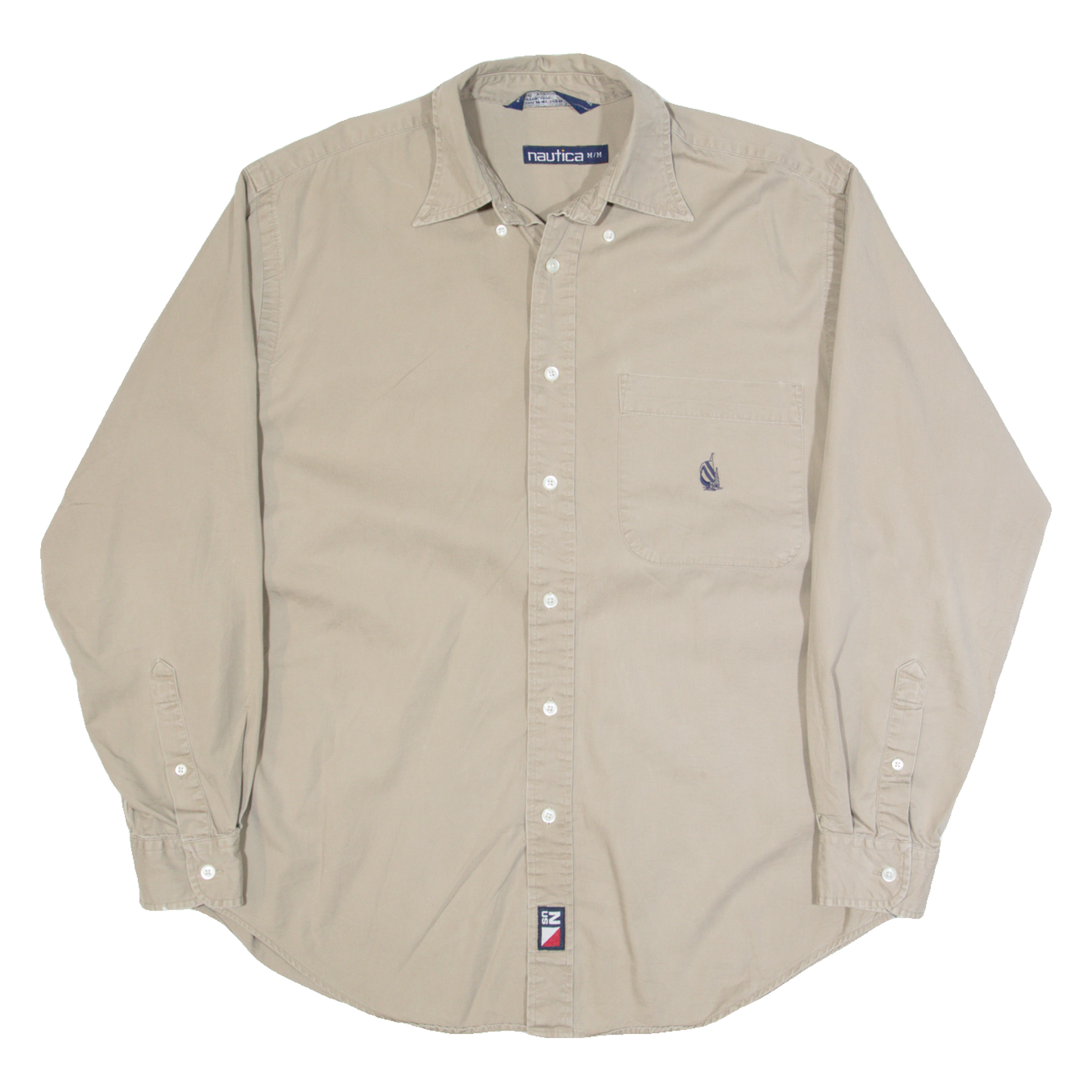 NAUTICA Mens Plain Shirt Beige Long Sleeve L Refurbished - N/A refurbished available on Cerqular