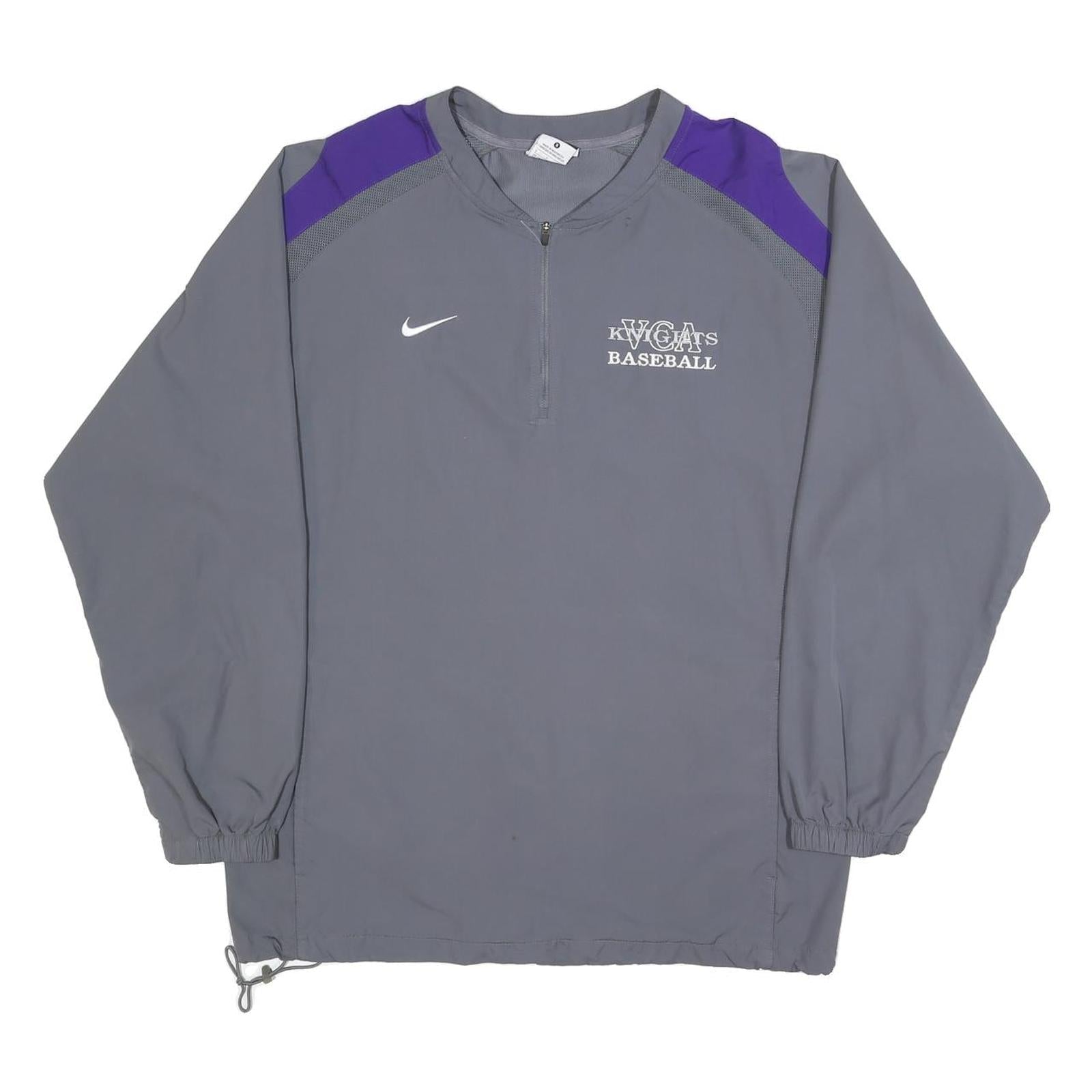 NIKE Mens Grey & Purple Baseball Track Jacket S Polyester Blend Zip Lightweight Refurbished - N/A refurbished available on Cerqular