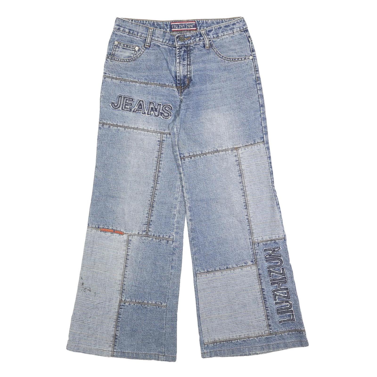 LUI ZHI ZUN Womens Jeans Blue Relaxed Wide-Leg Denim W28 L28 Distressed Refurbished - N/A refurbished available on Cerqular