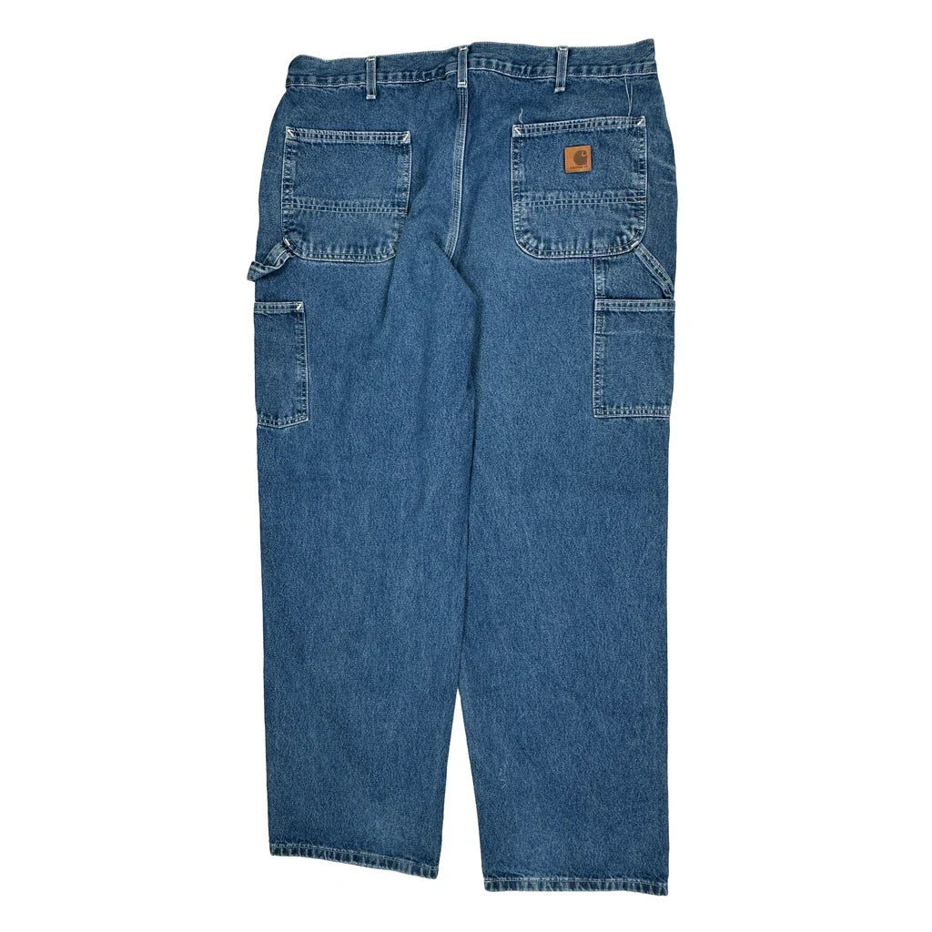 Carhartt Carpenter Jeans - 38W 32L Blue Cotton Refurbished - Thrifted (note: this is a term often used to describe second- refurbished available on Cerqular