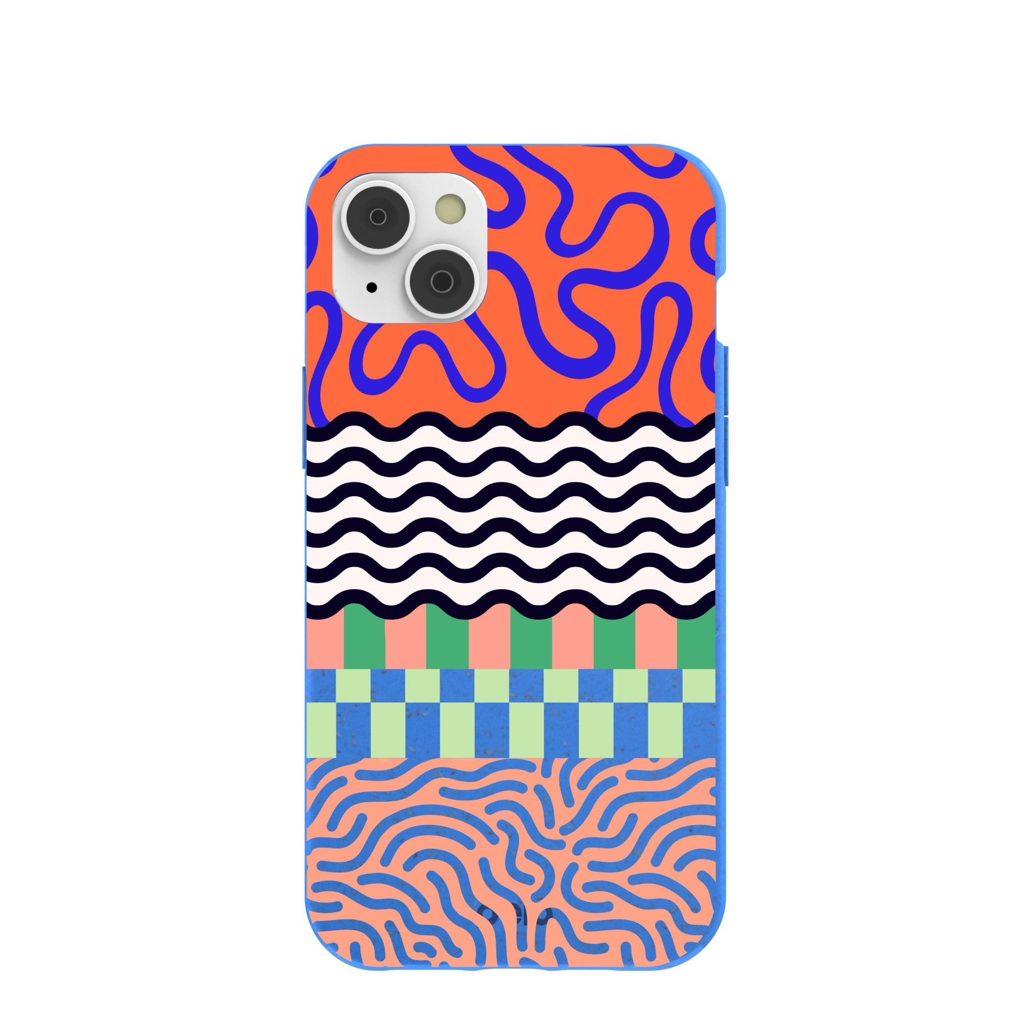 Electric Blue Tangerine Mix iPhone 14 Plus Case Refurbished - Pela Case refurbished available on Cerqular