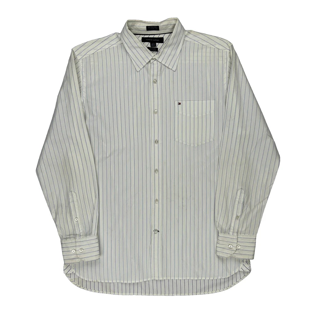 Buy Tommy Hilfiger Striped Shirt - Large White Cotton Refurbished - $20.49 Tommy Hilfiger Striped Shirt - Large White Cotton Refurbished - Thrifted (note: this is a term often used to describe second- refurbished available on Cerqular