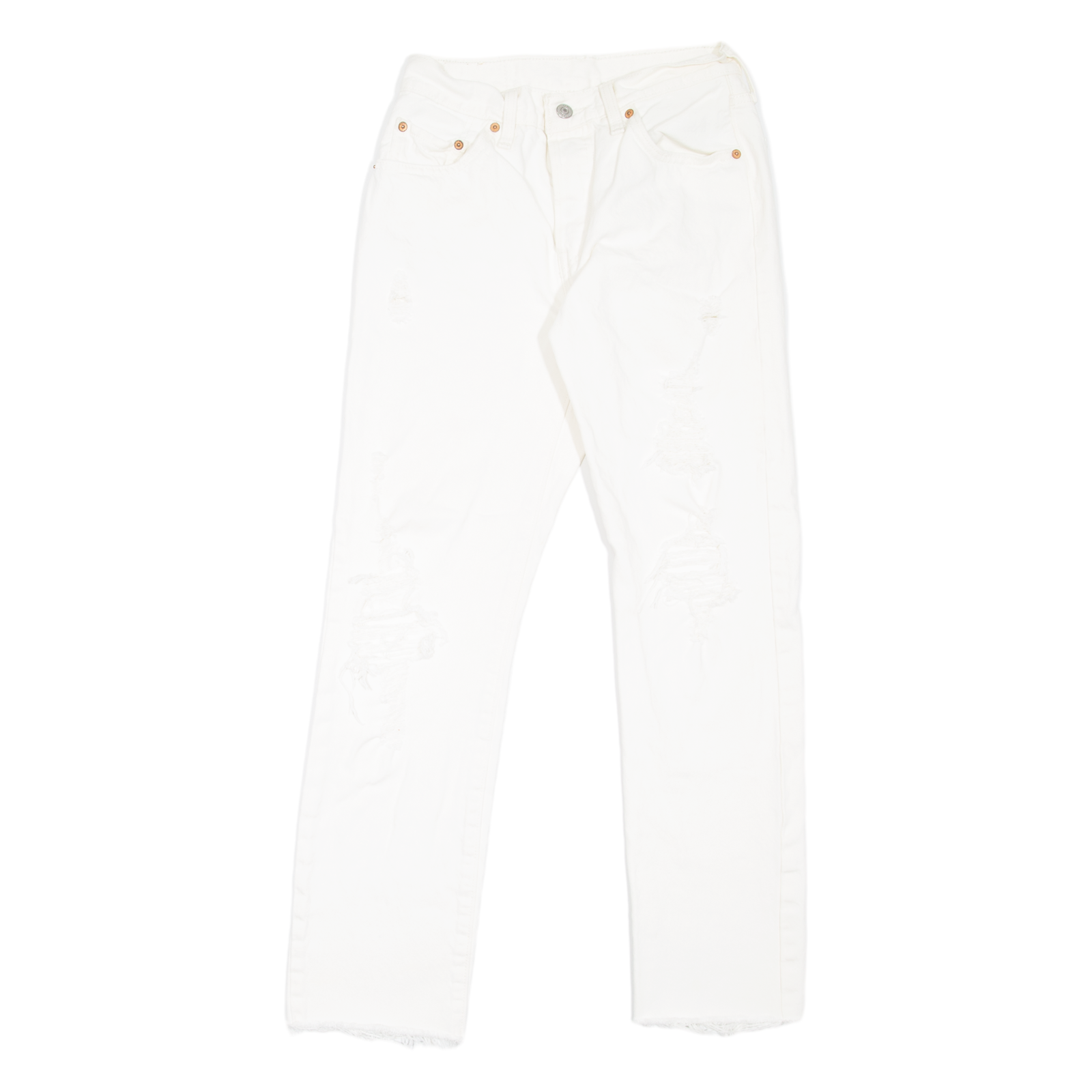 LEVI'S 501 Jeans Distressed Womens White Regular Straight W26 L27 Refurbished - N/A refurbished available on Cerqular