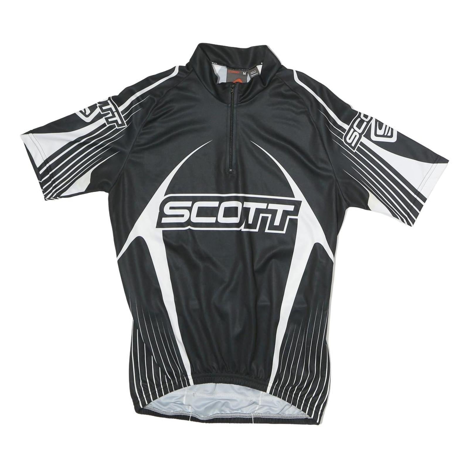 SCOTT Mens Black & White Graphic Jersey M Short Sleeve Zip Neck Cycling T-Shirt Refurbished - N/A refurbished available on Cerqular