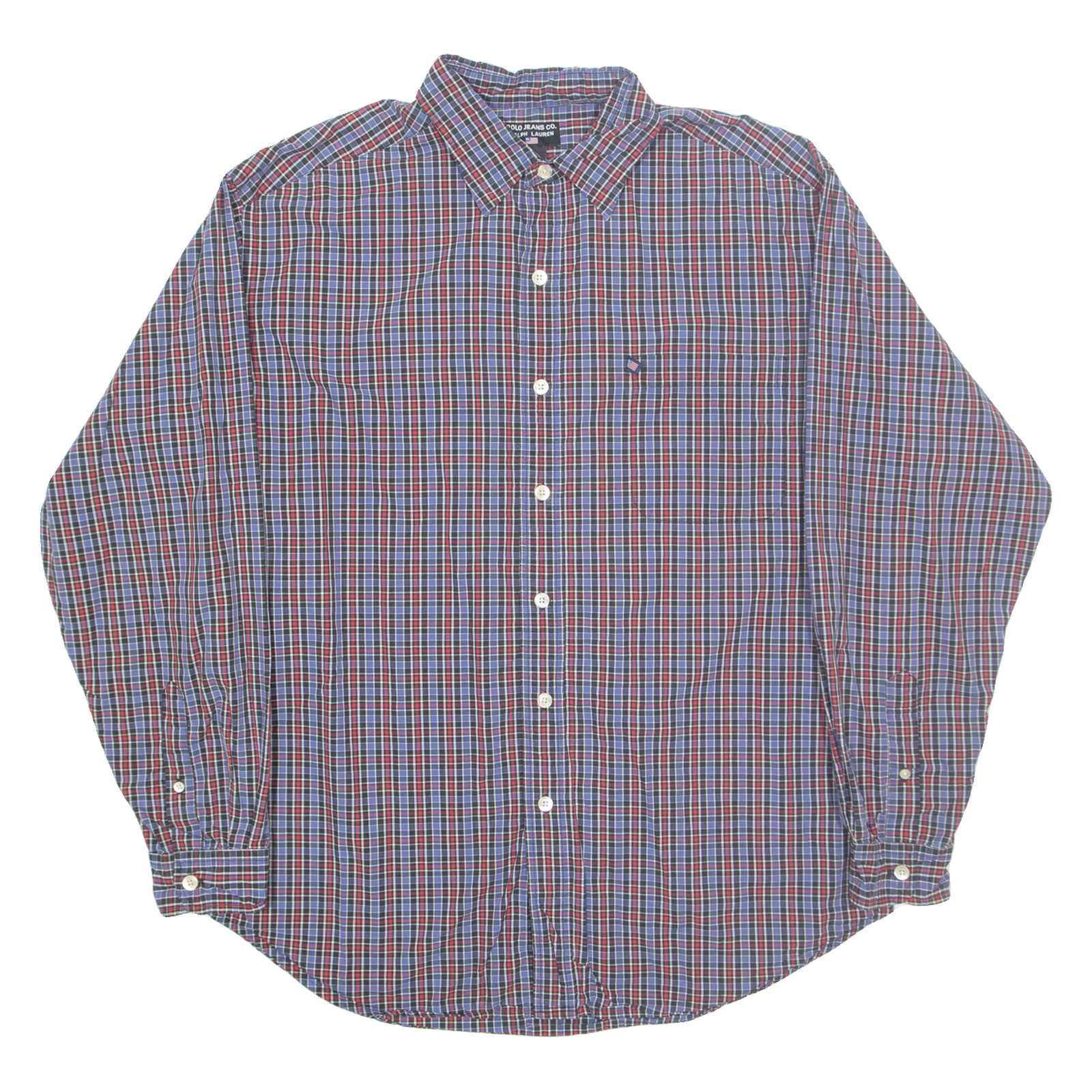 RALPH LAUREN POLO JEANS COMPANY Mens Shirt Blue Check Long Sleeve L Refurbished - N/A refurbished available on Cerqular