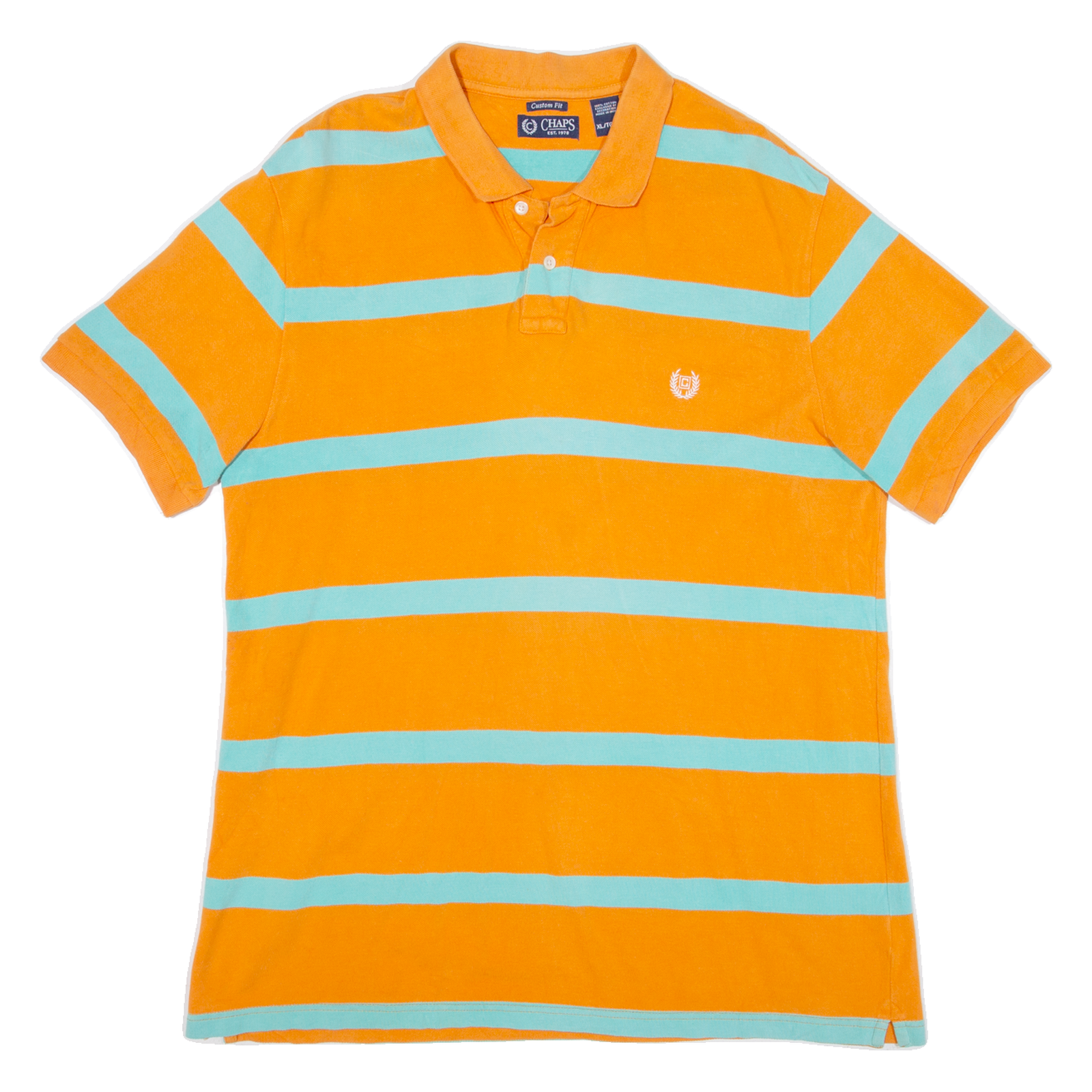 CHAPS Custom Fit Mens Polo Shirt Orange Striped XL Refurbished - N/A refurbished available on Cerqular