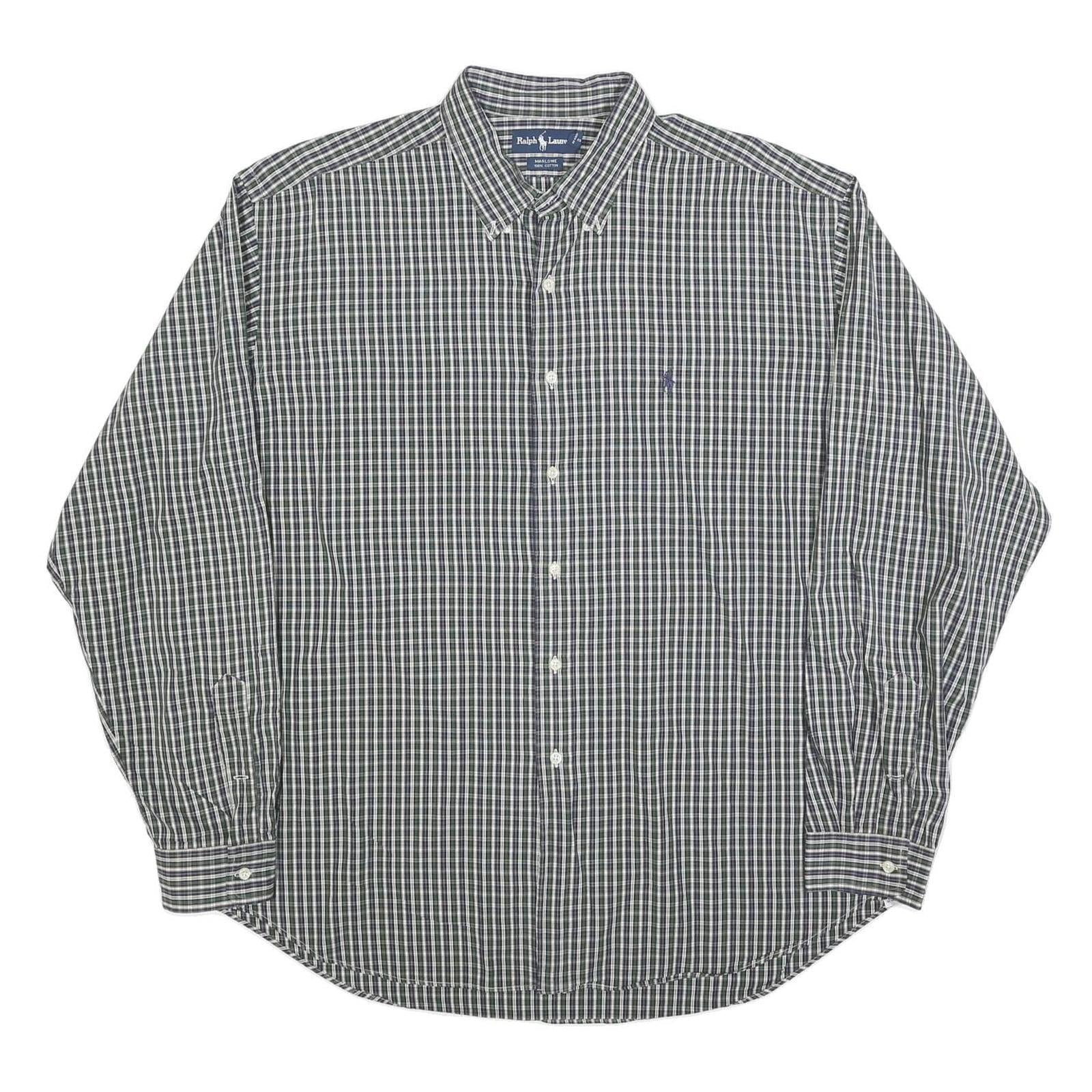 RALPH LAUREN Mens Green Check Shirt 2XL Long Sleeve Button-Down Collar Cotton Refurbished - N/A refurbished available on Cerqular
