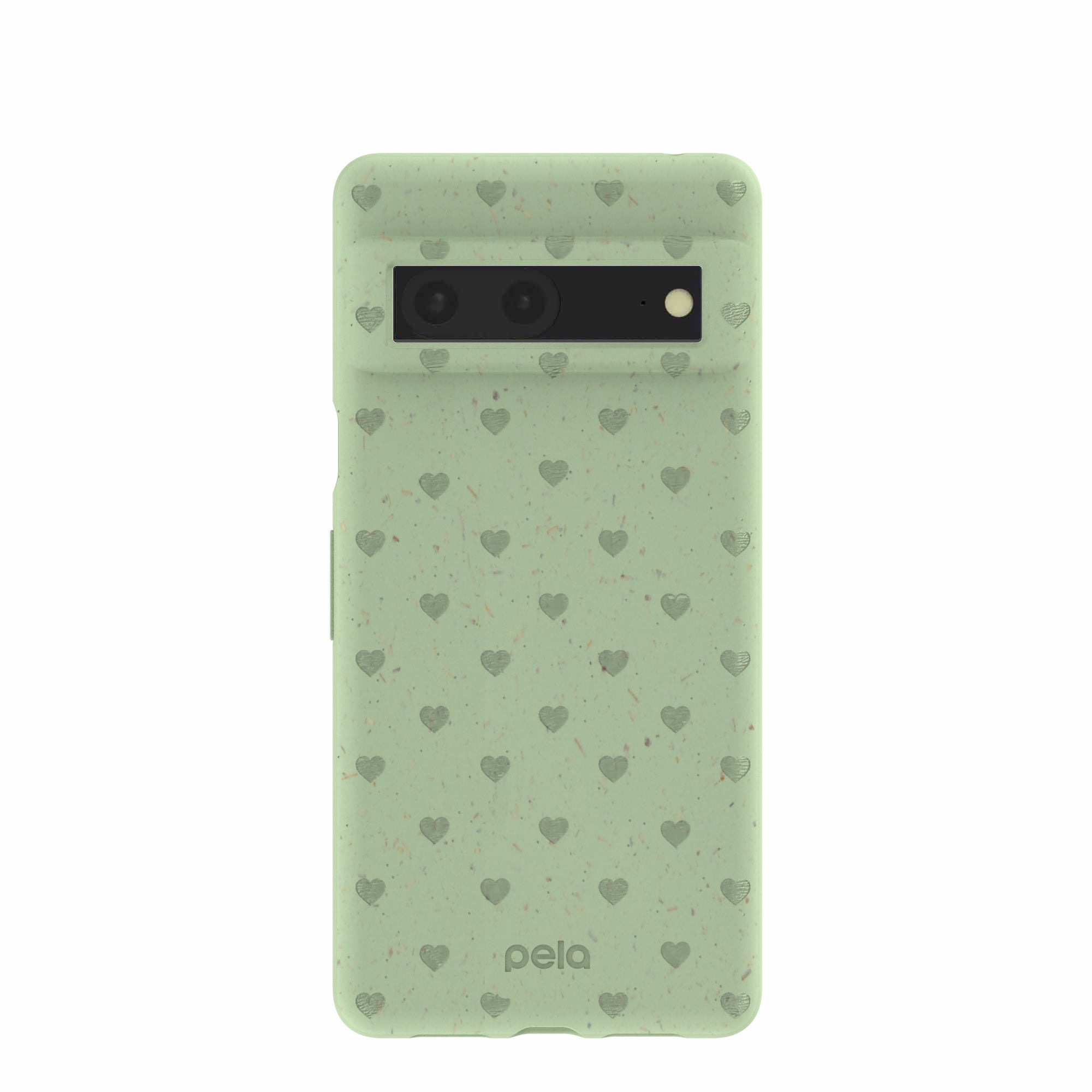Sage Green Hearts Google Pixel 7 Case Refurbished - Pela Case refurbished available on Cerqular
