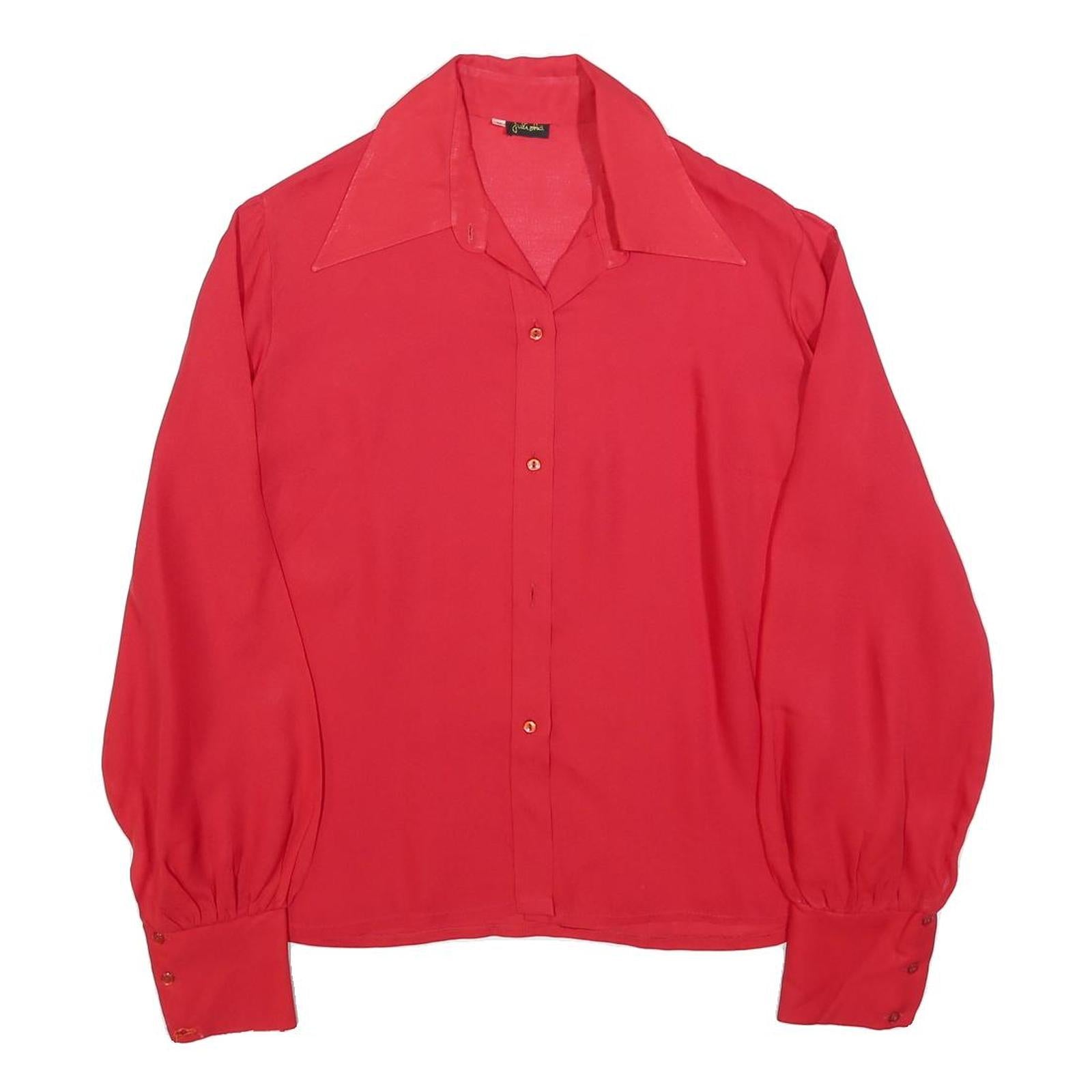 JULIETTA Womens Red Basic Long Sleeve Collared Shirt M Lightweight Polyester Refurbished - N/A refurbished available on Cerqular