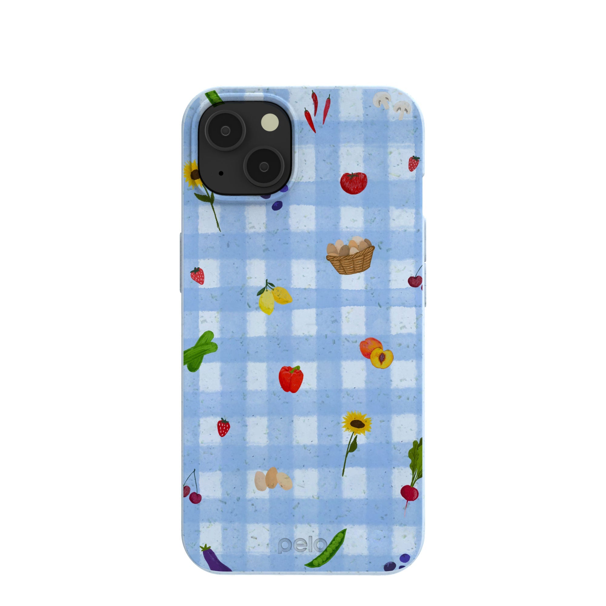 Powder Blue Gingham Farmhouse iPhone 13 Case Refurbished - Pela Case refurbished available on Cerqular