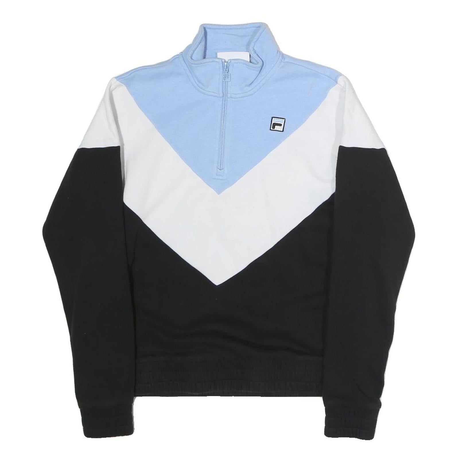 FILA Womens Blue & White & Black Sweatshirt High Neck M Cotton Pullover Refurbished - N/A refurbished available on Cerqular
