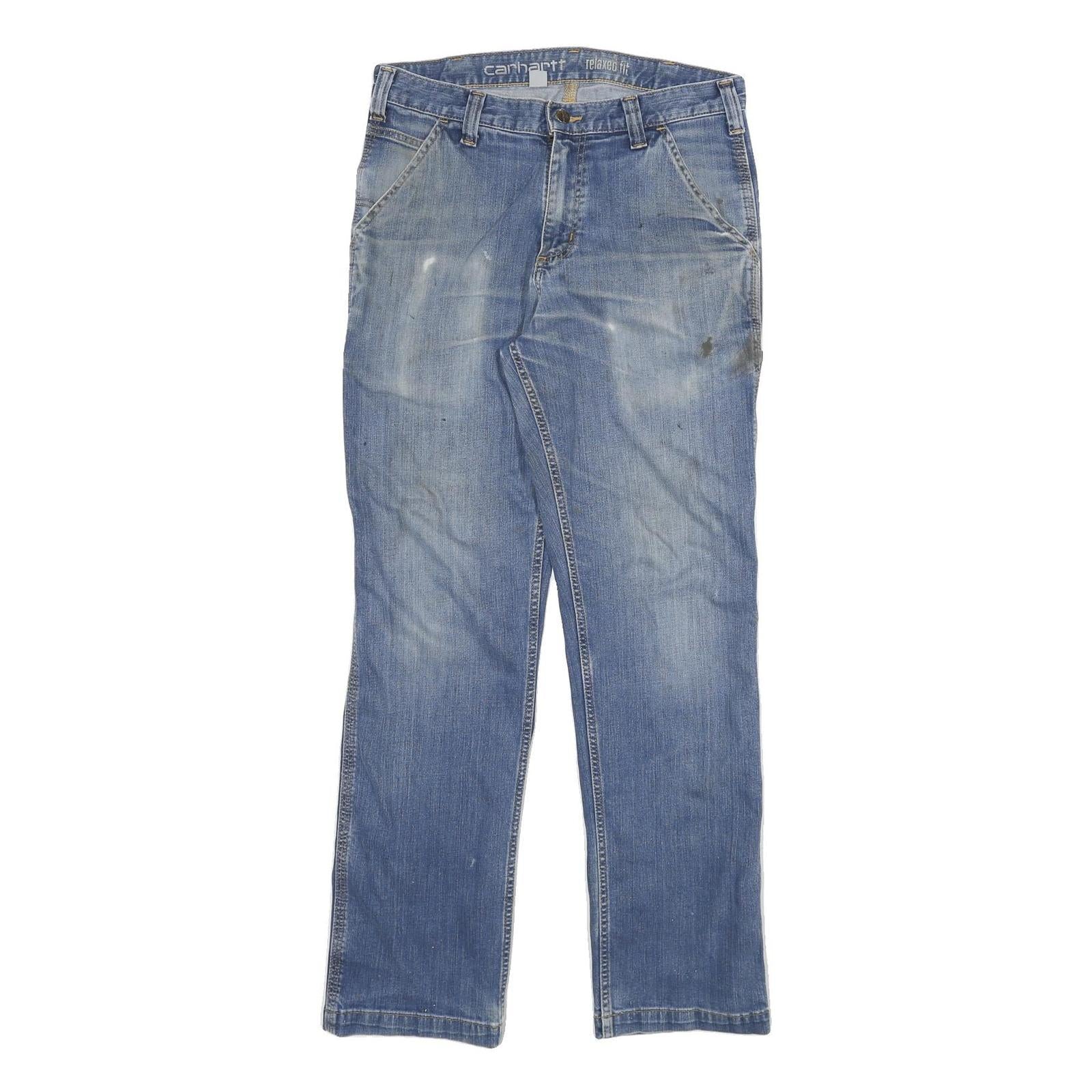 CARHARTT Mens Blue Relaxed Straight Denim Medium W32 L32 Workwear Zip Jeans Refurbished - N/A refurbished available on Cerqular