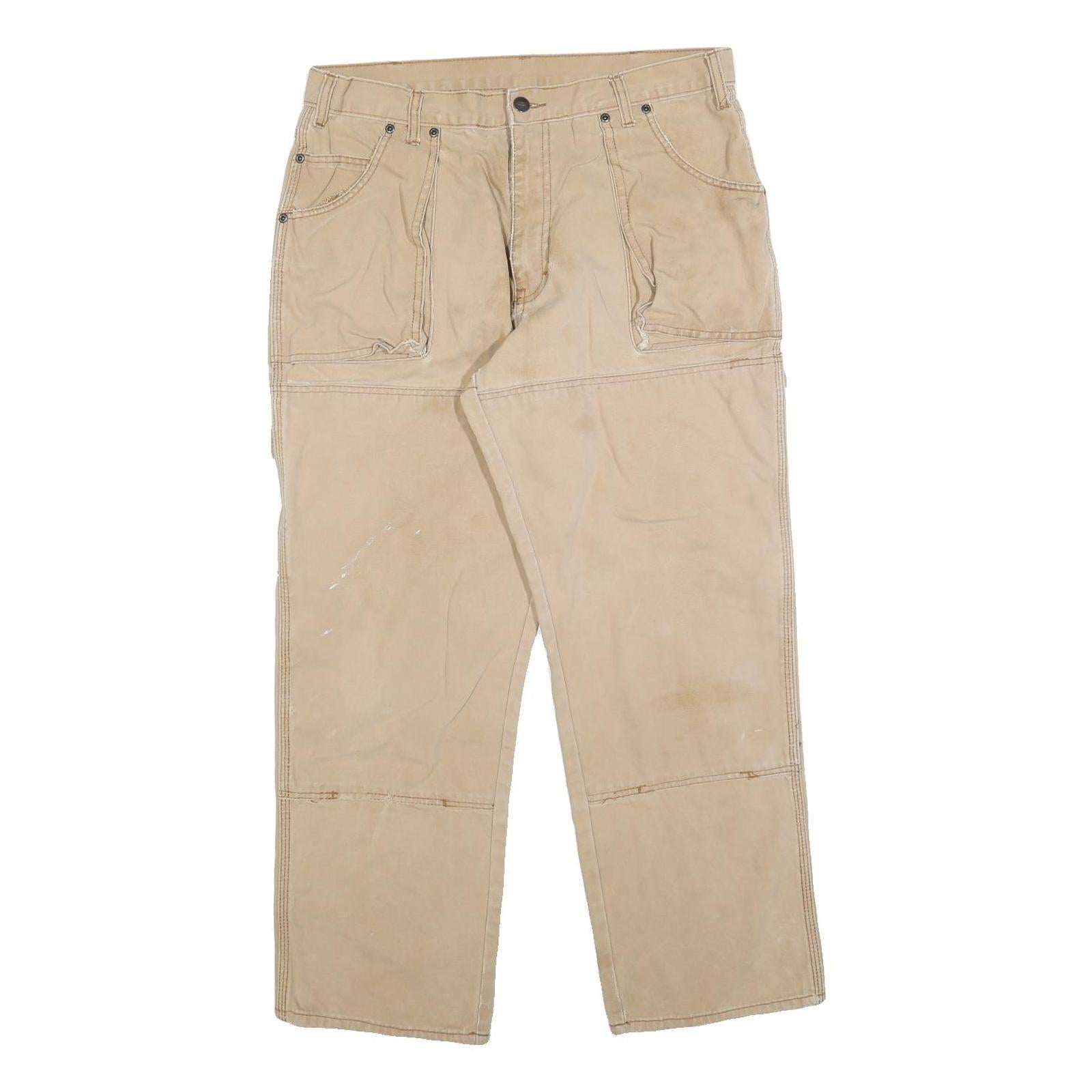 DICKIES Mens Cotton Blend Beige Regular Straight Trousers W34 L28 Workwear Refurbished - N/A refurbished available on Cerqular