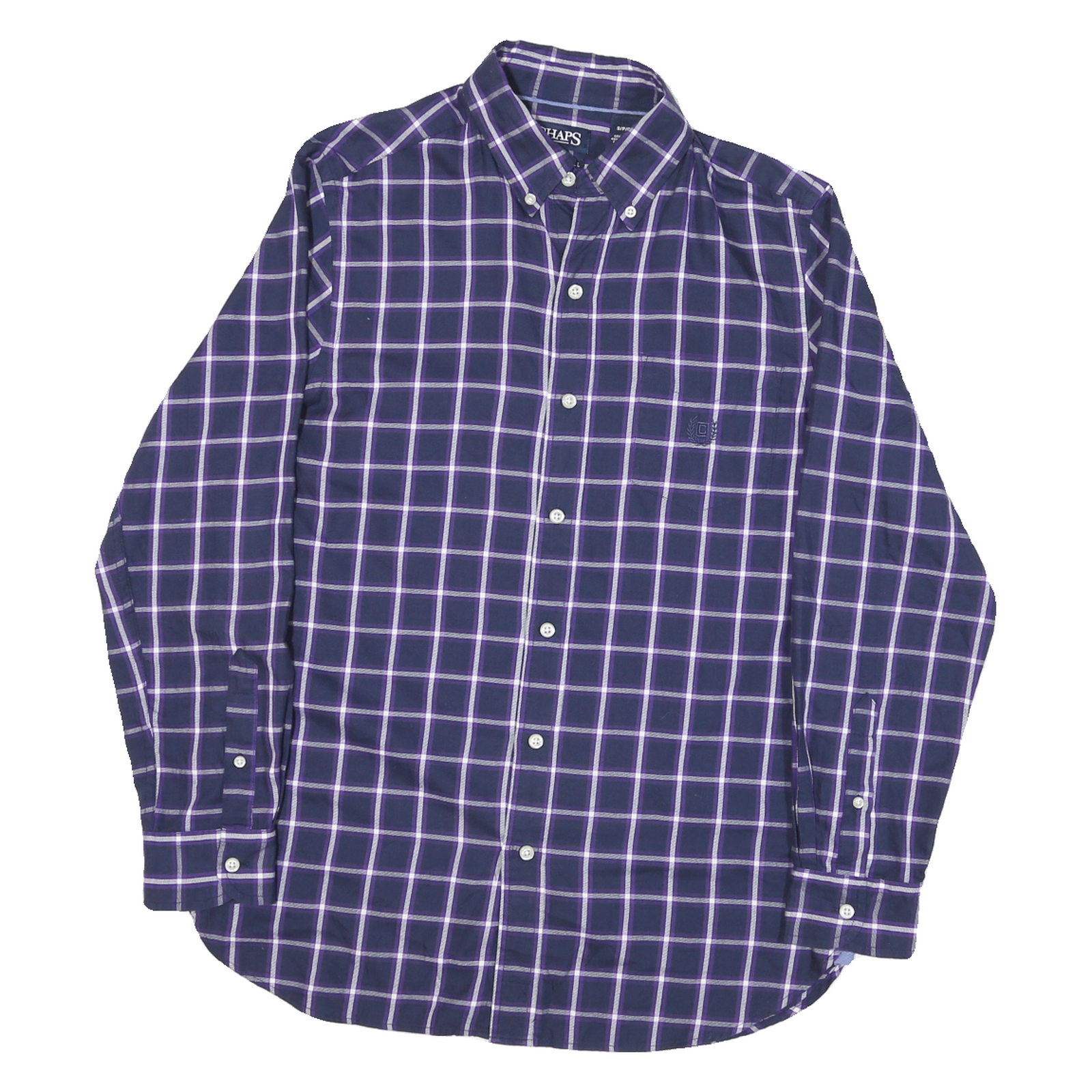CHAPS Mens Blue & Purple Checked Shirt S Button-Down Collar Cotton Blend Refurbished - N/A refurbished available on Cerqular