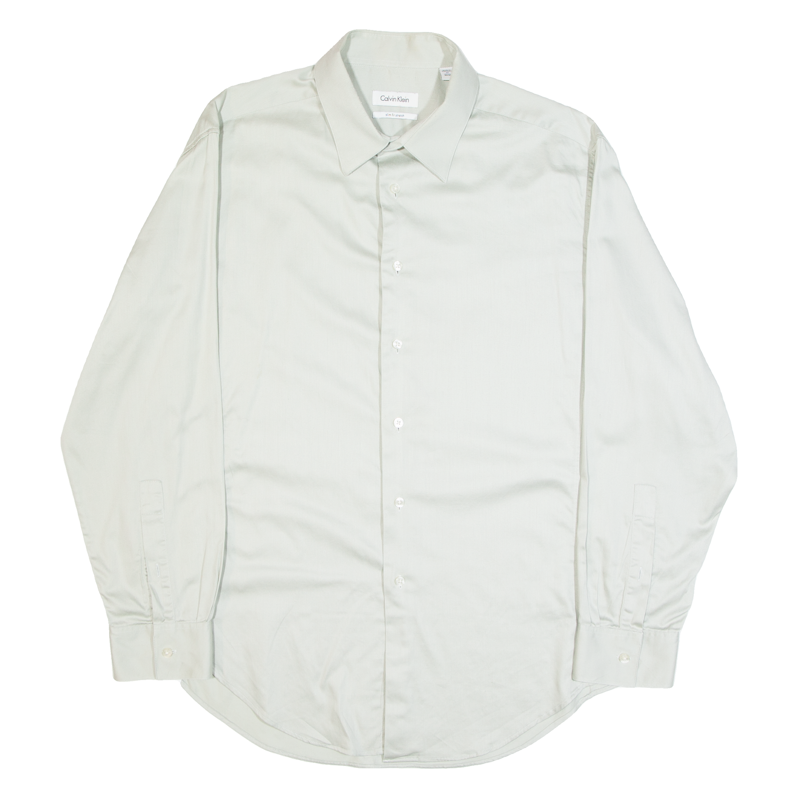CALVIN KLEIN Slim Fit Stretch Mens Plain Shirt Grey Long Sleeve L Refurbished - N/A refurbished available on Cerqular