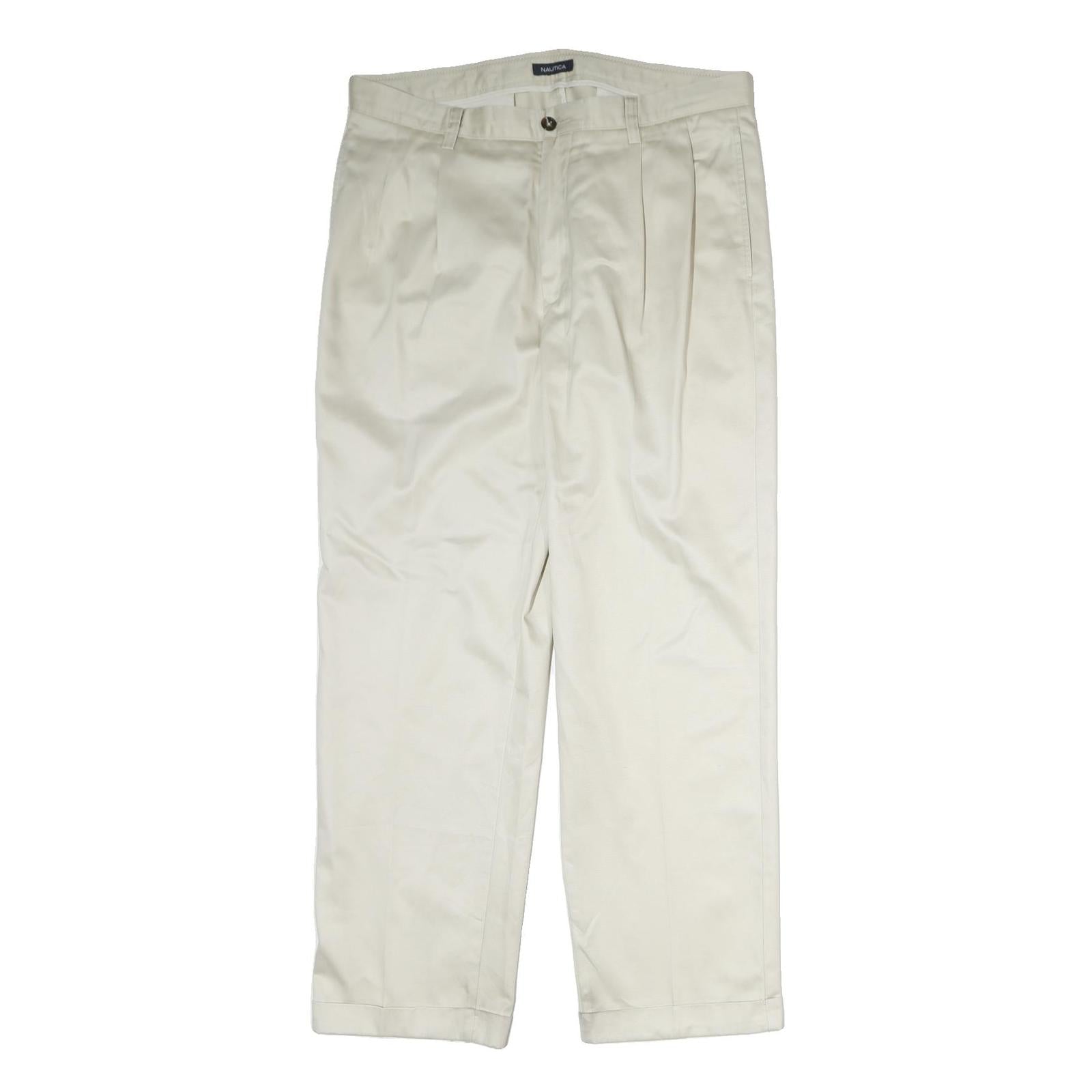 NAUTICA Mens Regular Fit Cotton White Trousers W36 L30 Classic Zip Pockets Refurbished - N/A refurbished available on Cerqular