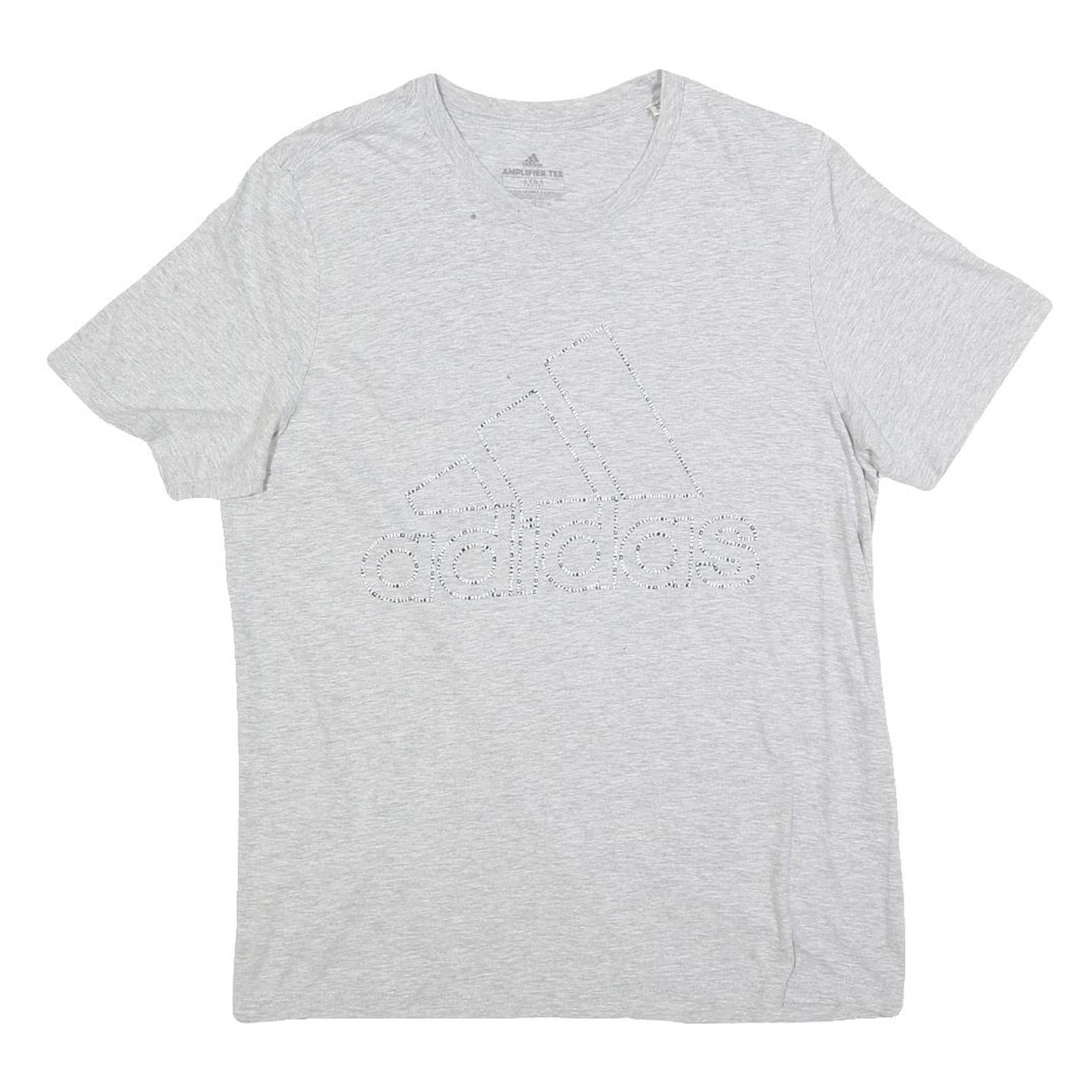 ADIDAS Mens Grey T-Shirt M Short Sleeve Crew Neck Cotton Blend Casual Sport Refurbished - N/A refurbished available on Cerqular