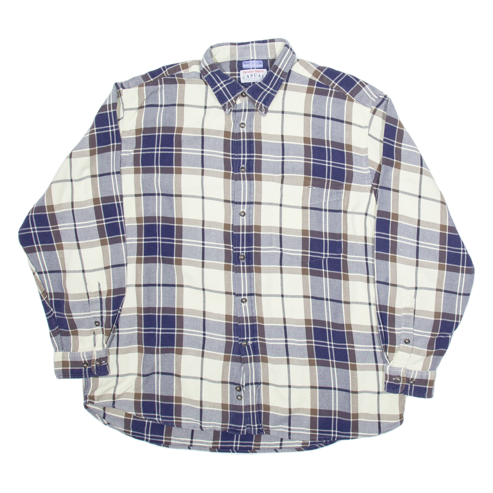 JACQUES BRITT Mens Shirt Blue Check Long Sleeve XL Refurbished - N/A refurbished available on Cerqular