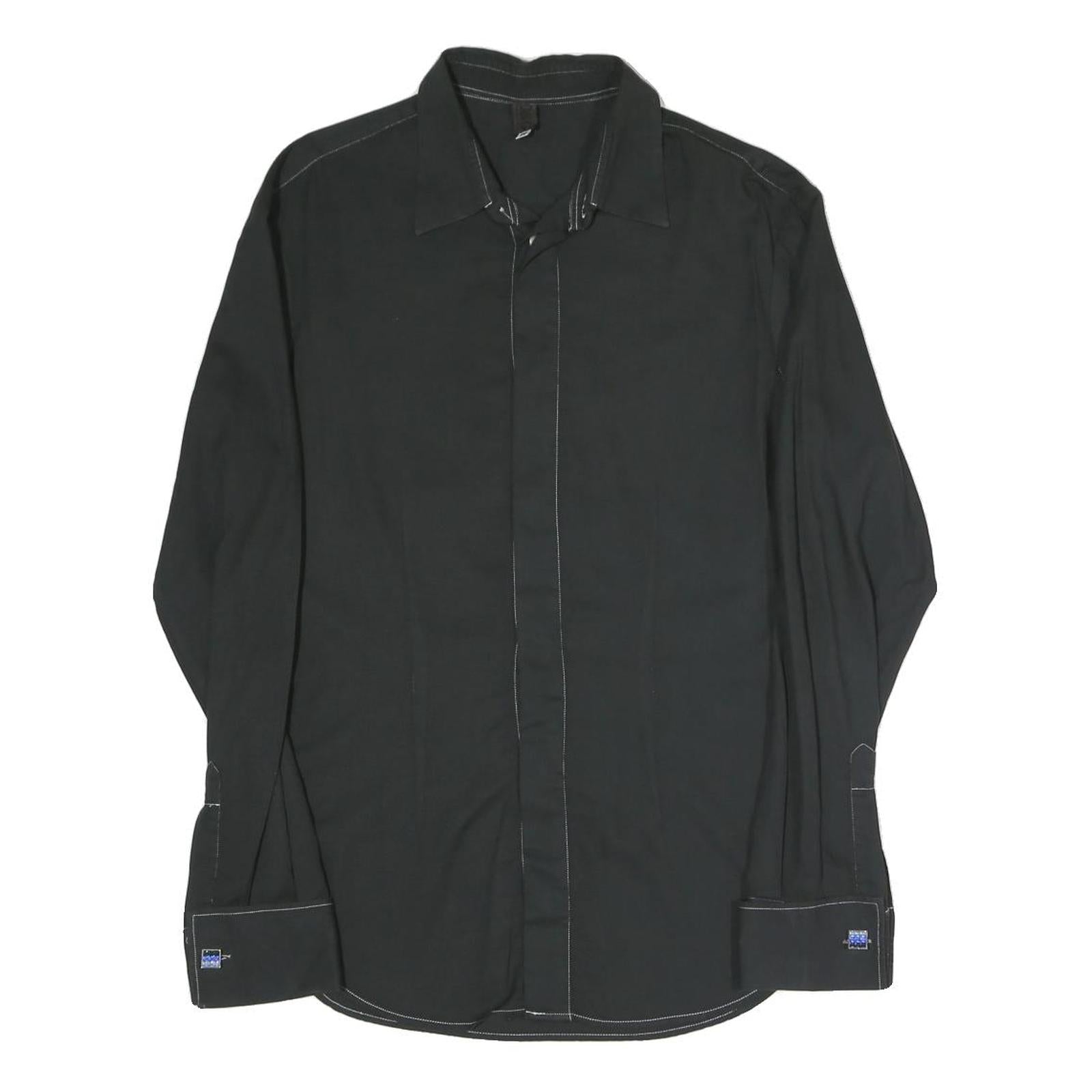 D&G Mens Black Cotton Blend Shirt S Designer Contrast Stitching Long Sleeve Refurbished - N/A refurbished available on Cerqular