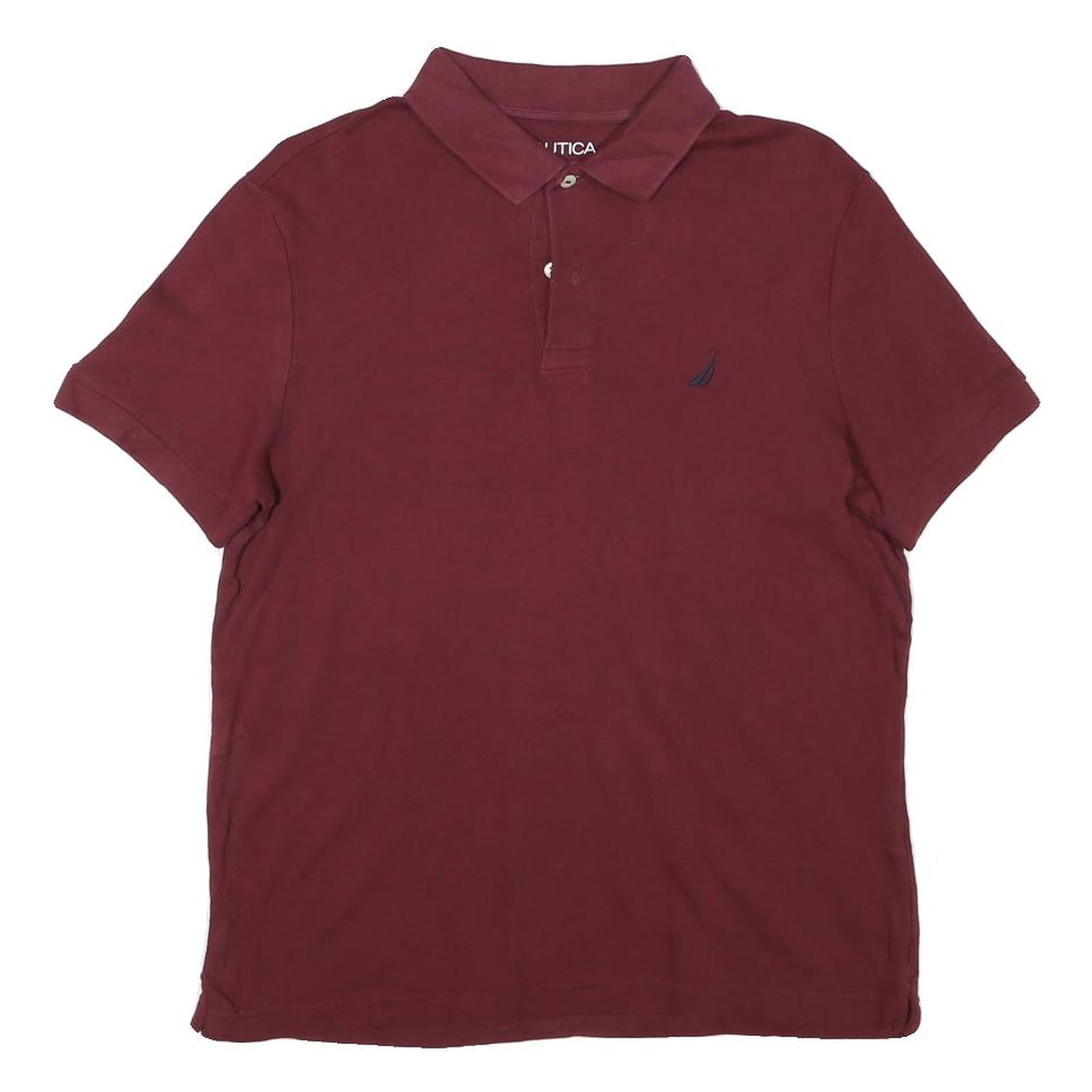 NAUTICA Mens Maroon Cotton Blend Short Sleeve Polo Shirt M Classic Logo Comfort Refurbished - N/A refurbished available on Cerqular