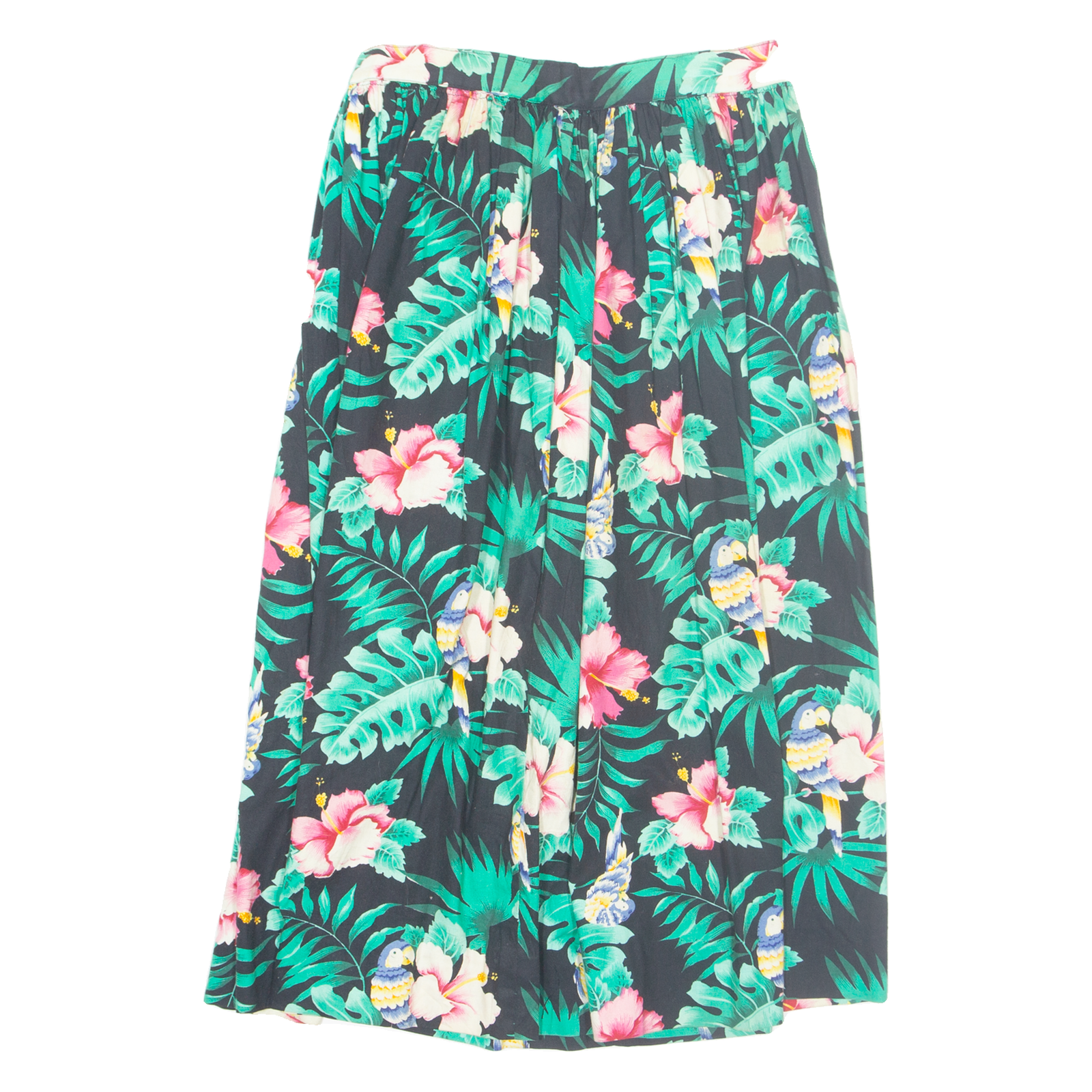 Womens A-Line Skirt Black Midi 90s Floral S Refurbished - N/A refurbished available on Cerqular