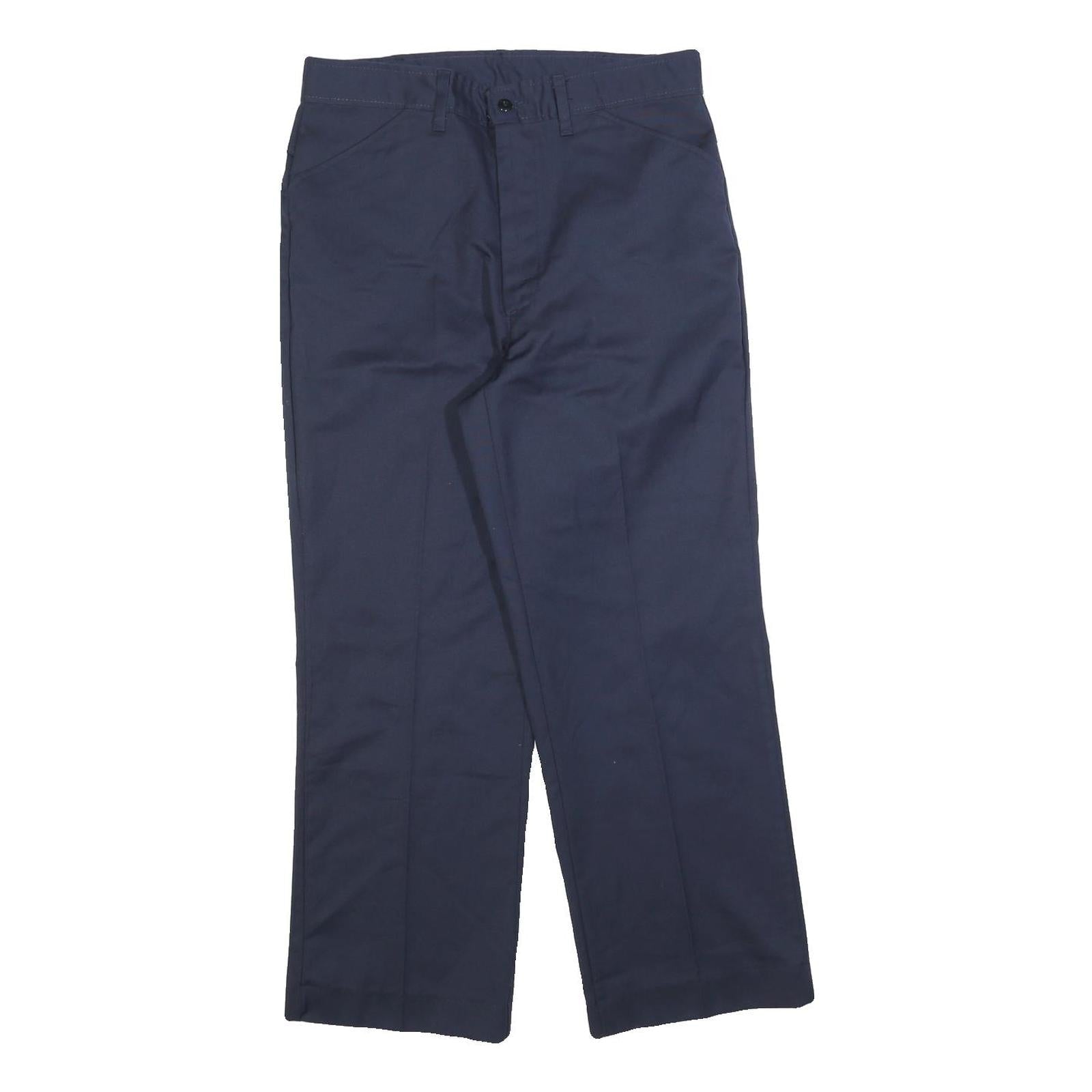 REED Mens Cotton Blend Navy Regular Straight Trousers W32 L27 Classic Zip Refurbished - N/A refurbished available on Cerqular