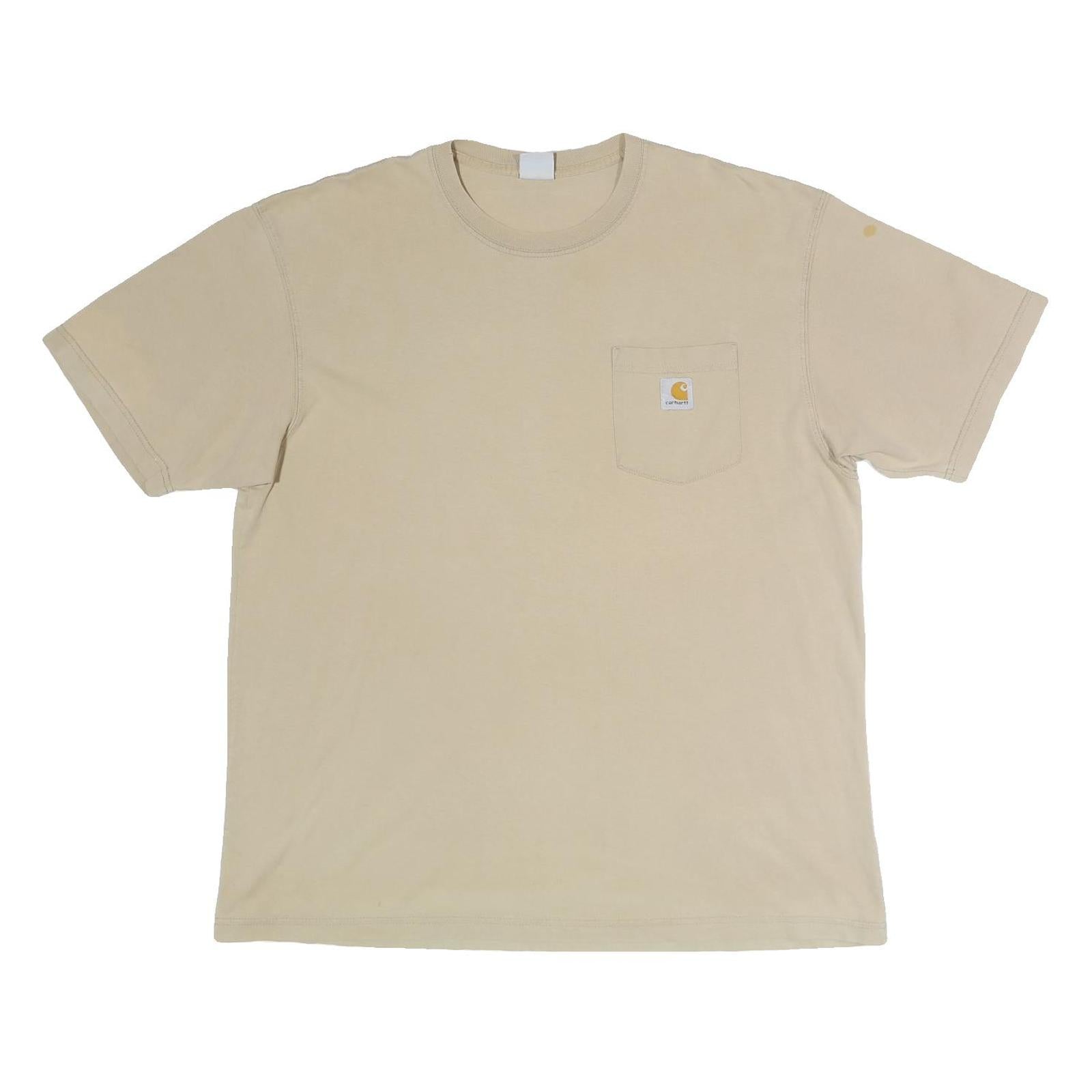 CARHARTT Mens Beige Cotton T-Shirt L Short Sleeve Crew Neck Pocket Workwear Refurbished - N/A refurbished available on Cerqular
