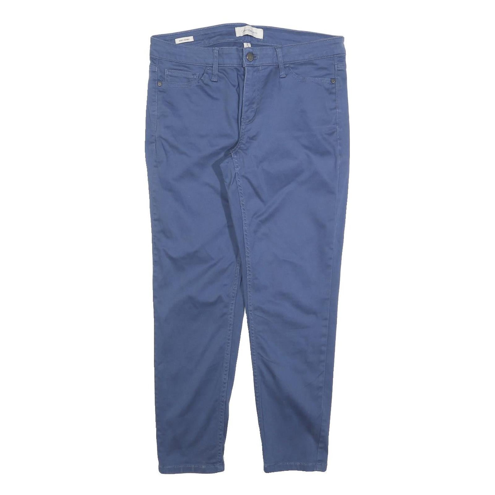 CALVIN KLEIN JEANS Womens Cotton Blend Blue Slim Straight Trousers W32 L26 Refurbished - N/A refurbished available on Cerqular