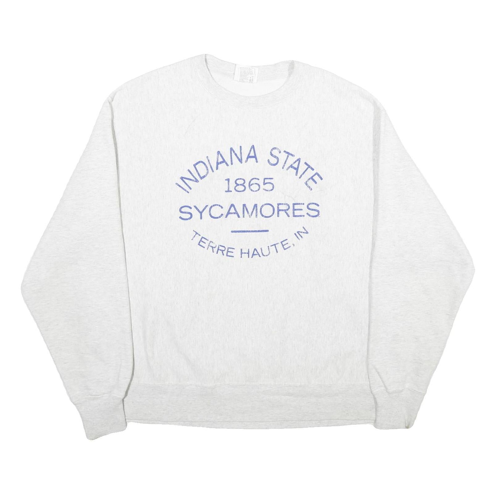 CHAMPION Mens White Indiana State Sycamores Crew Neck XL Printed Sweatshirt Refurbished - N/A refurbished available on Cerqular