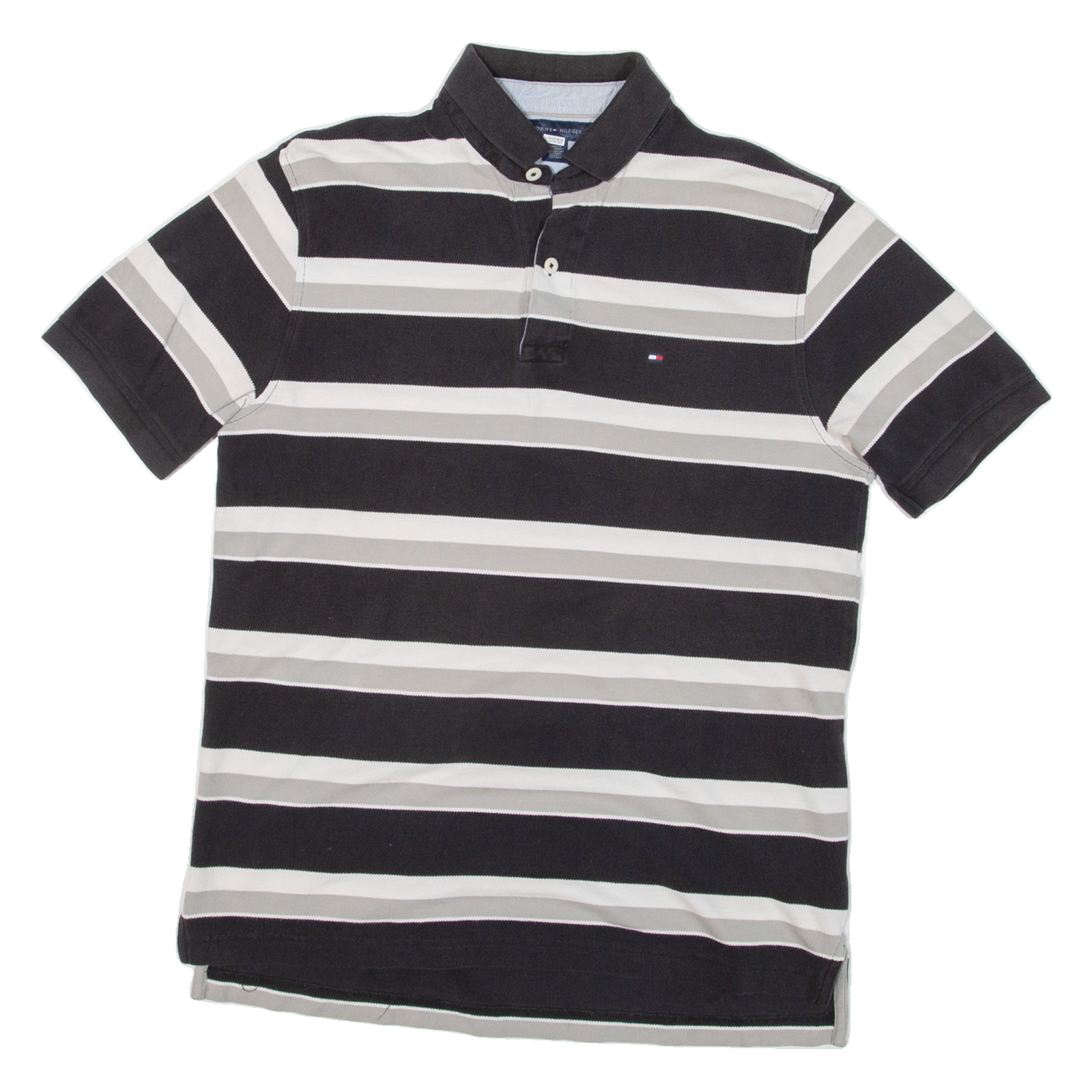 TOMMY HILFIGER Mens Polo Shirt Black Striped M Refurbished - N/A refurbished available on Cerqular