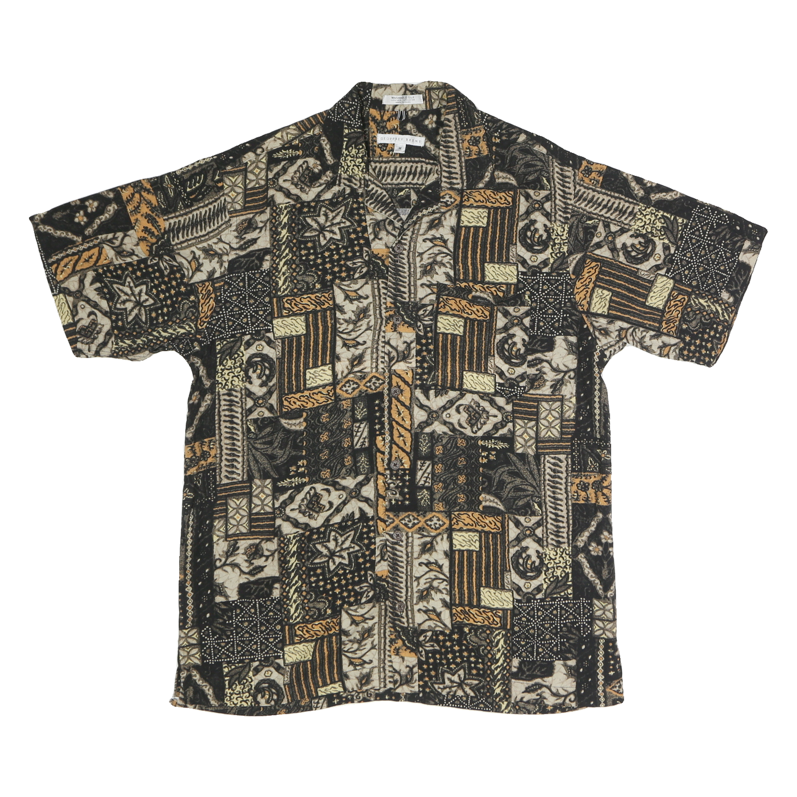 GEOFFREY BEENE Mens Black & Brown Rayon Pattern Shirt M Casual Button-Up Refurbished - N/A refurbished available on Cerqular