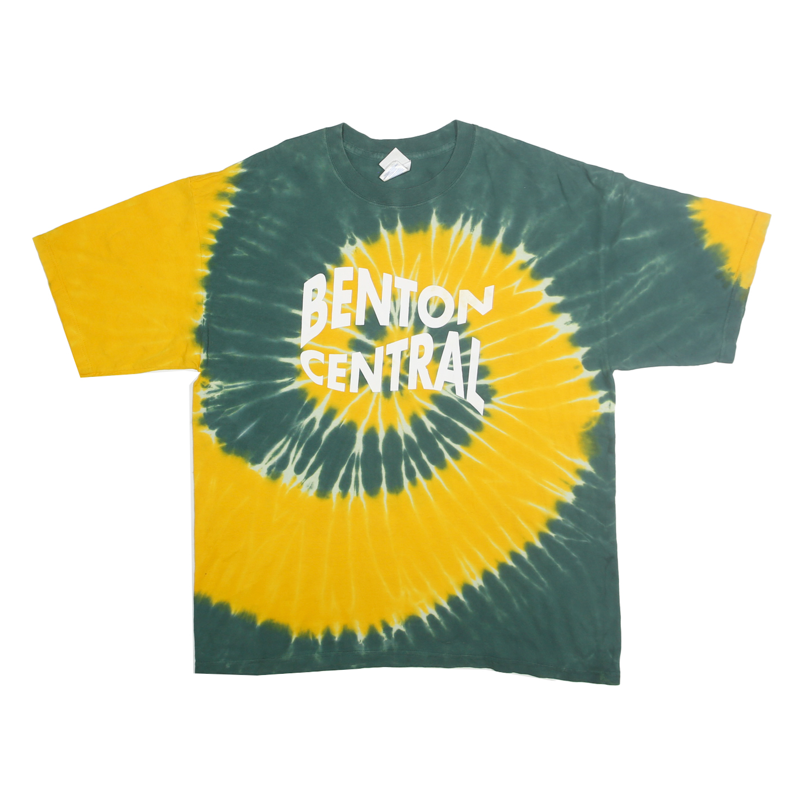 GILDAN Mens Green & Yellow Tie Dye Benton Central Graphic T-Shirt XL Short Refurbished - N/A refurbished available on Cerqular