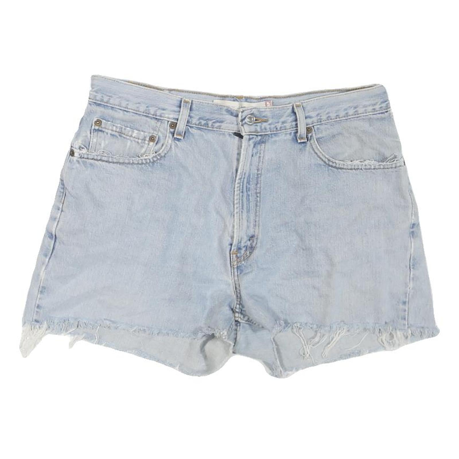 LEVI'S Womens Light Blue Denim Casual Shorts M W34 Frayed Hem Cotton Blend Refurbished - N/A refurbished available on Cerqular