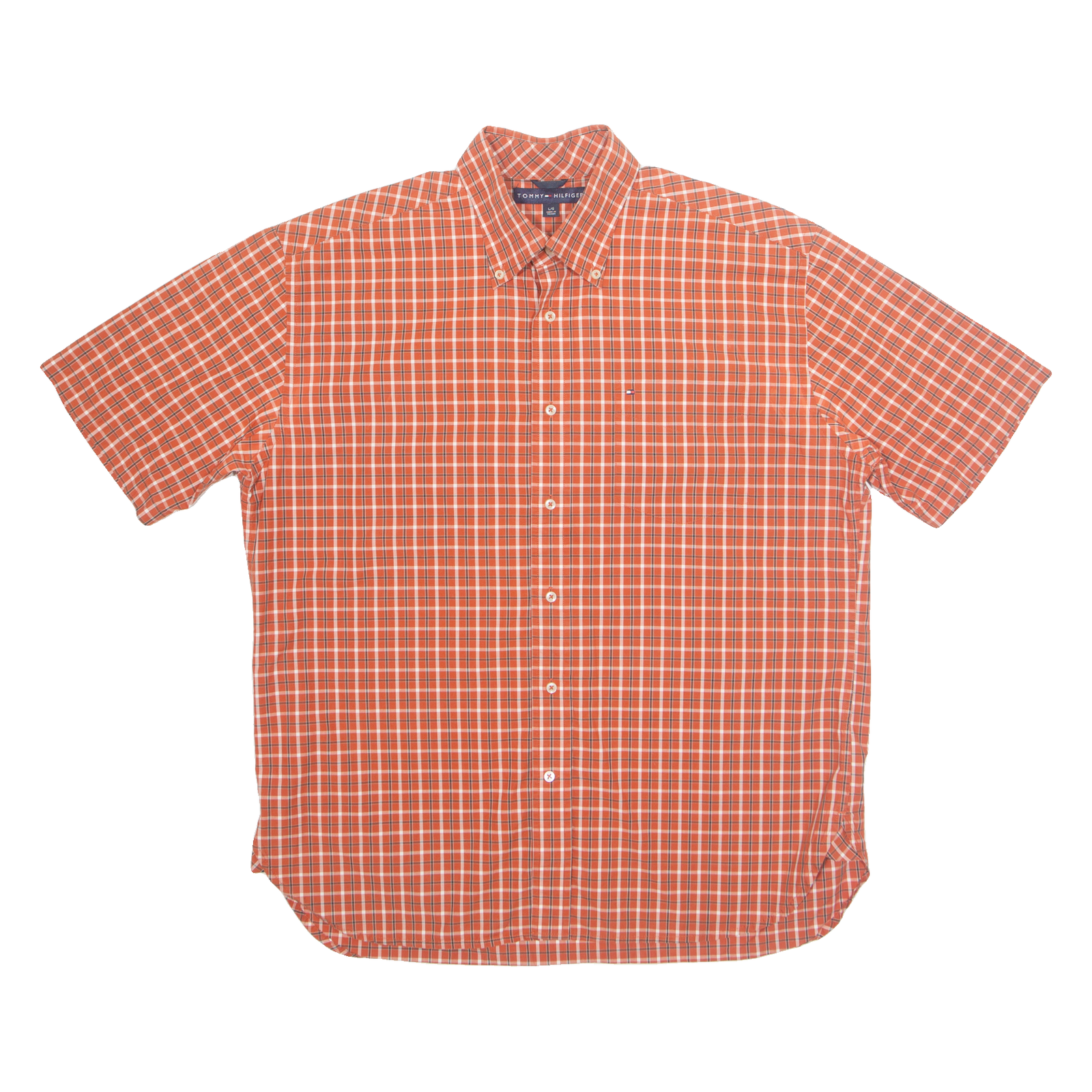 TOMMY HILFIGER Mens Shirt Orange Check L Refurbished - N/A refurbished available on Cerqular