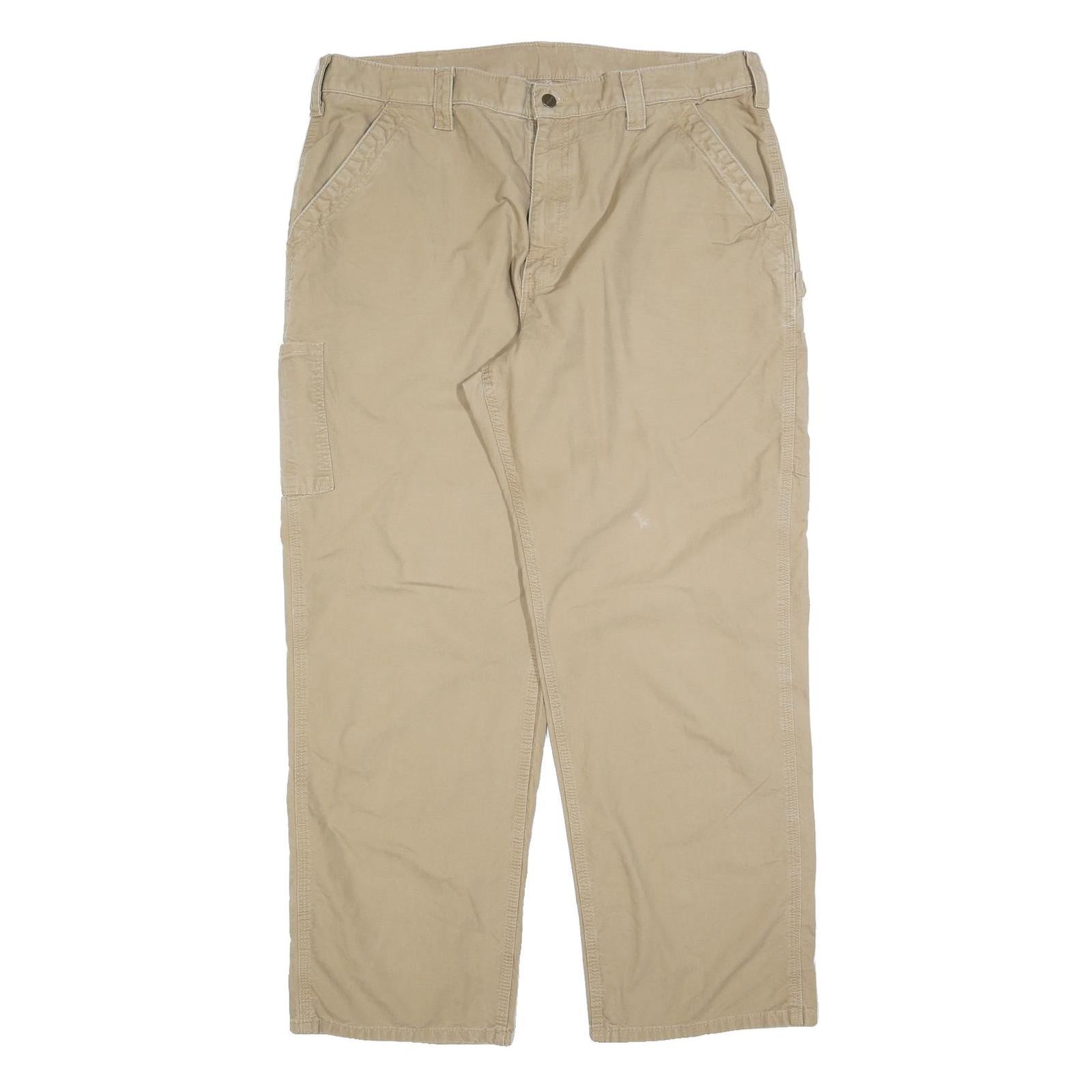 CARHARTT Mens Relaxed Beige Cotton Blend Zip Trousers W40 L32 Workwear Casual Refurbished - N/A refurbished available on Cerqular