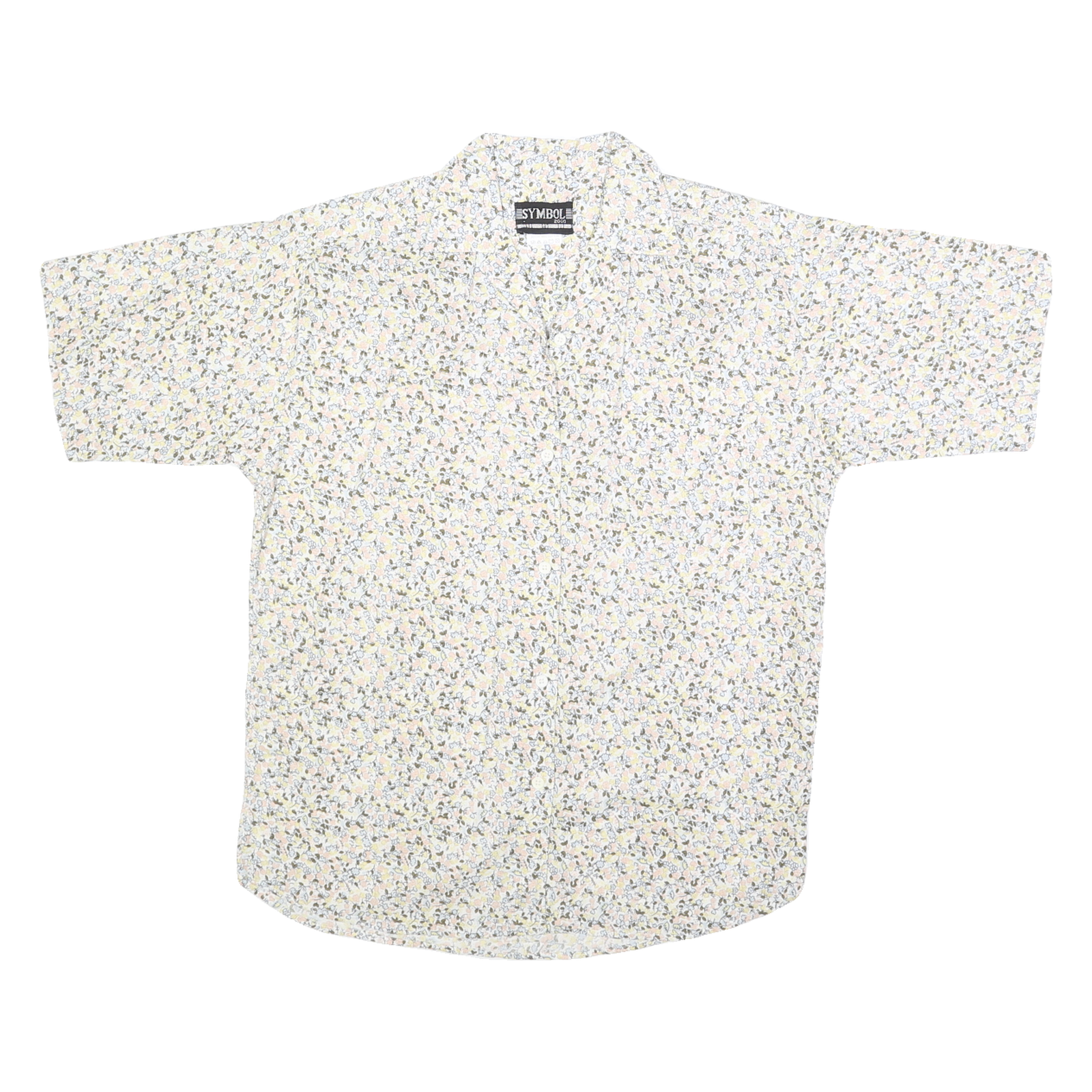 SYMBOL Womens Cream Floral Print Shirt L Button Cotton Summer Casual Refurbished - N/A refurbished available on Cerqular
