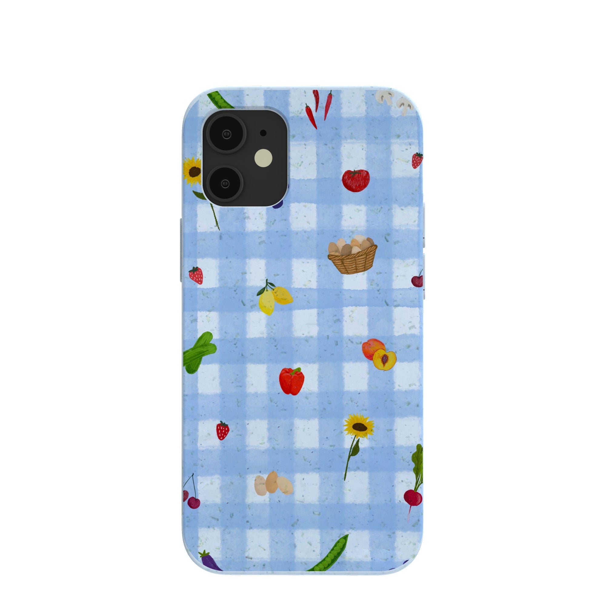 Powder Blue Gingham Farmhouse iPhone 12 Mini Case Refurbished - Pela Case refurbished available on Cerqular