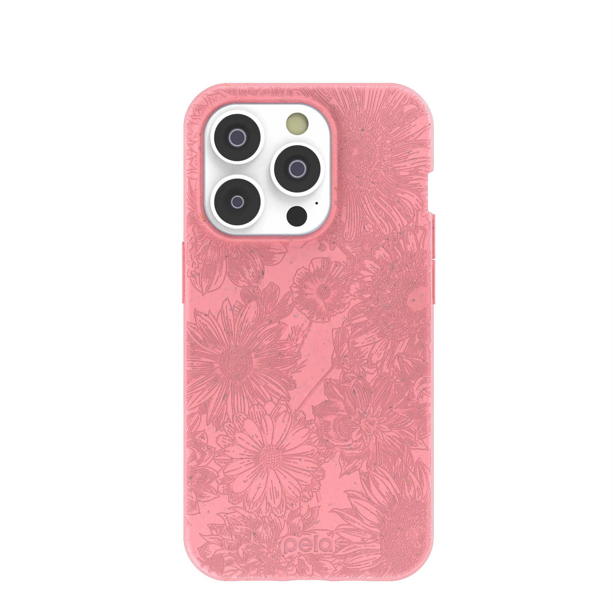 Bubblegum Pink Flora iPhone 14 Pro Case Refurbished - Pela Case refurbished available on Cerqular