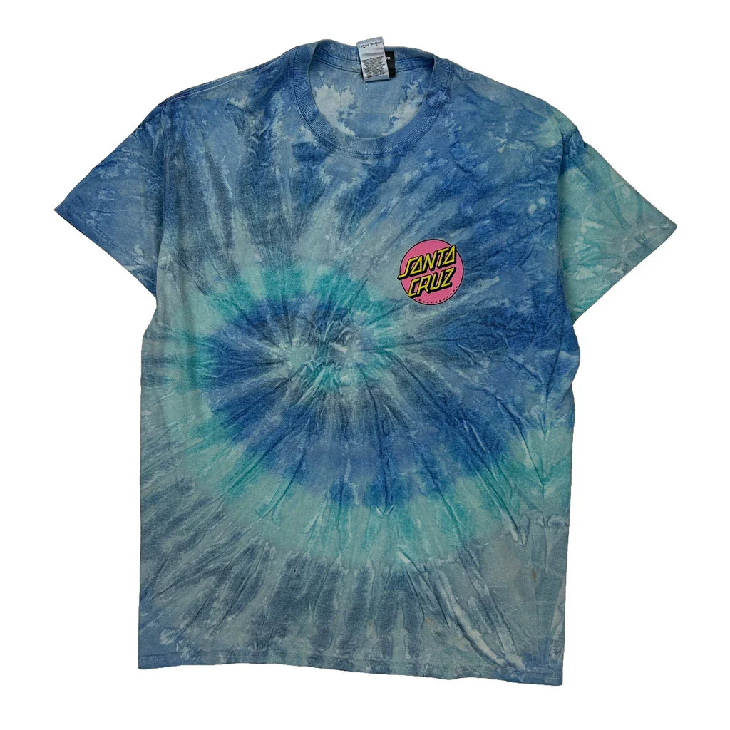 Santa Cruz Tie-Dye T-Shirt - Medium Blue Cotton Refurbished - Thrifted (note: this is a term often used to describe second- refurbished available on Cerqular