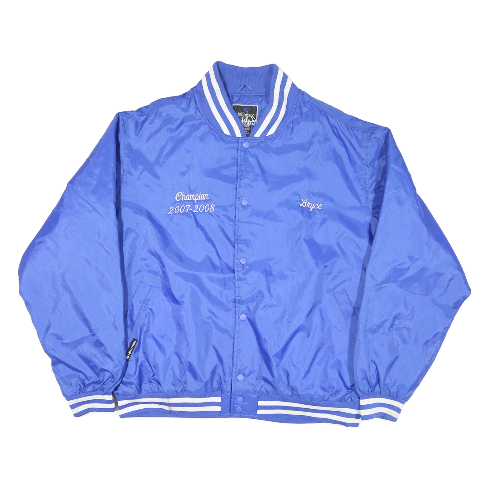 HOLLOWAY Mens Blue Button Jacket 2XL Polyester Blend Track Bowling Retro Refurbished - N/A refurbished available on Cerqular