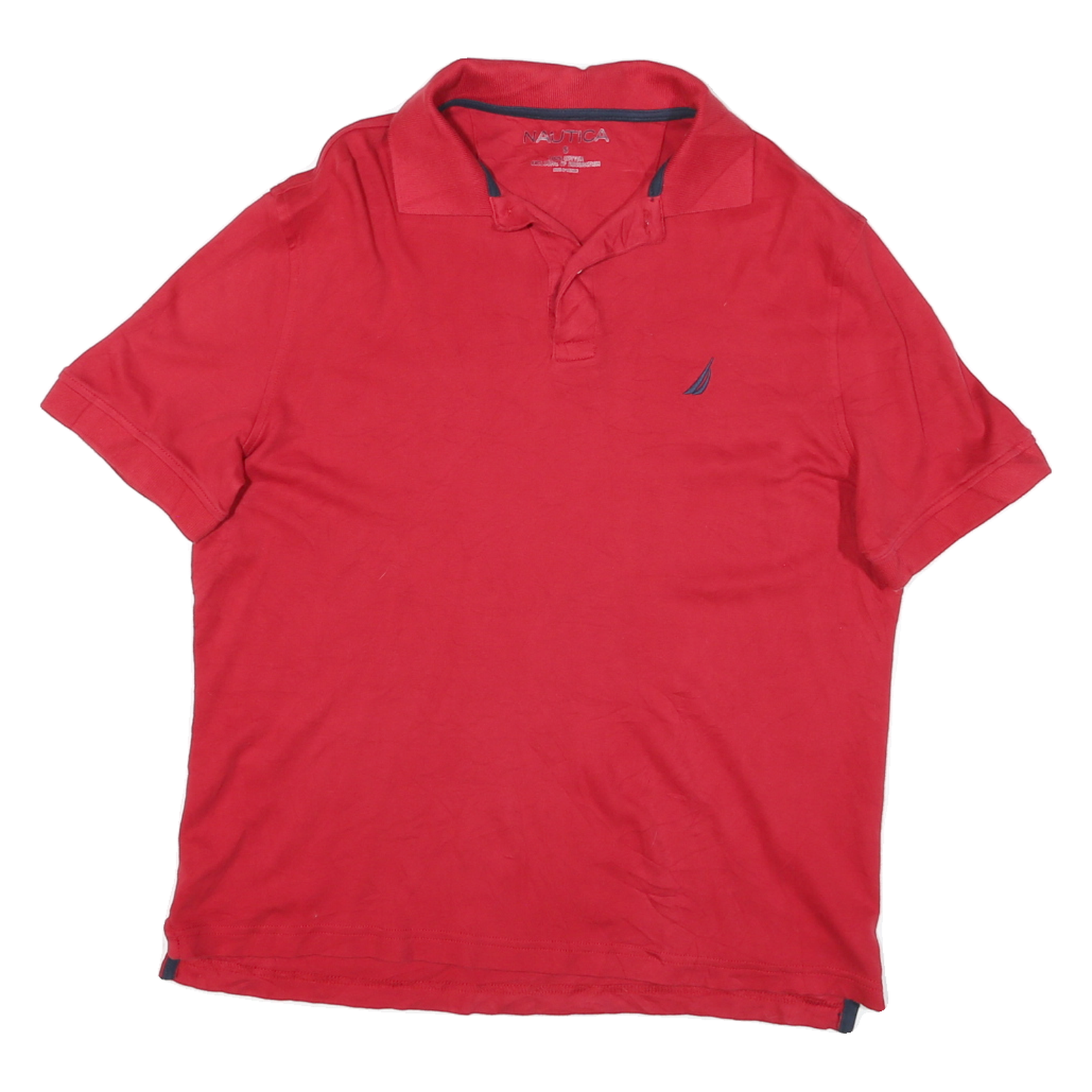NAUTICA Mens Red Short Sleeve Plain Polo Shirt S Cotton Blend Classic Fit Refurbished - N/A refurbished available on Cerqular