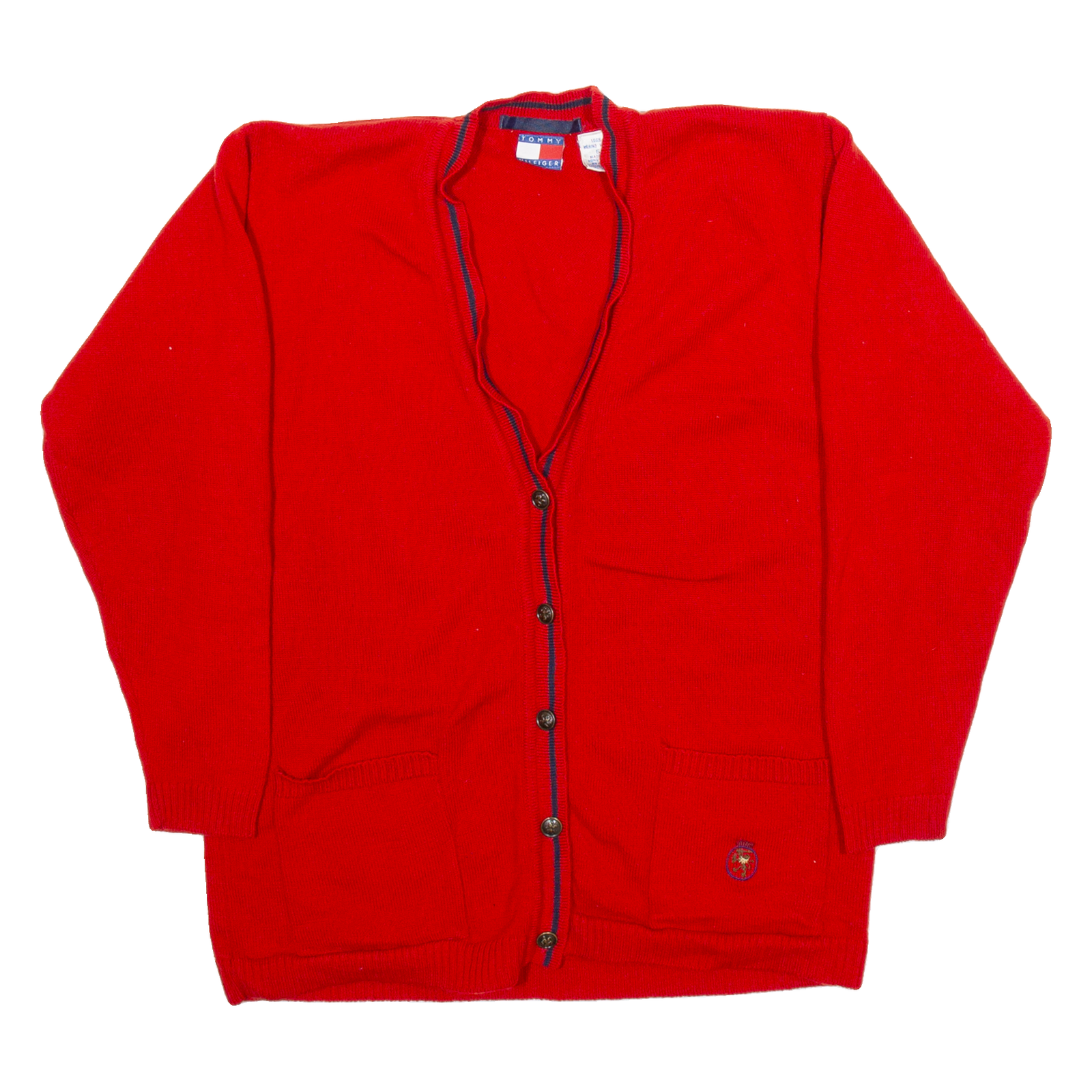 TOMMY HILFIGER Womens Cardigan Red Button Neck Tight Knit Wool S Refurbished - N/A refurbished available on Cerqular